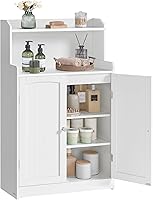 VASAGLE 39.4" Tall Cloud White Storage Cabinet with 2 Doors, 2 Adjustable Shelves - Freestanding Bathroom Kitchen Organizer UBBC770W01