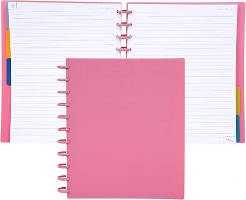 Vista 560 de Talia - Agenda personalizable con aros, (Fireworks Deep Lake, con discos Deep Lake, tamaño mediano (7.5 x 9.75 pulgadas).