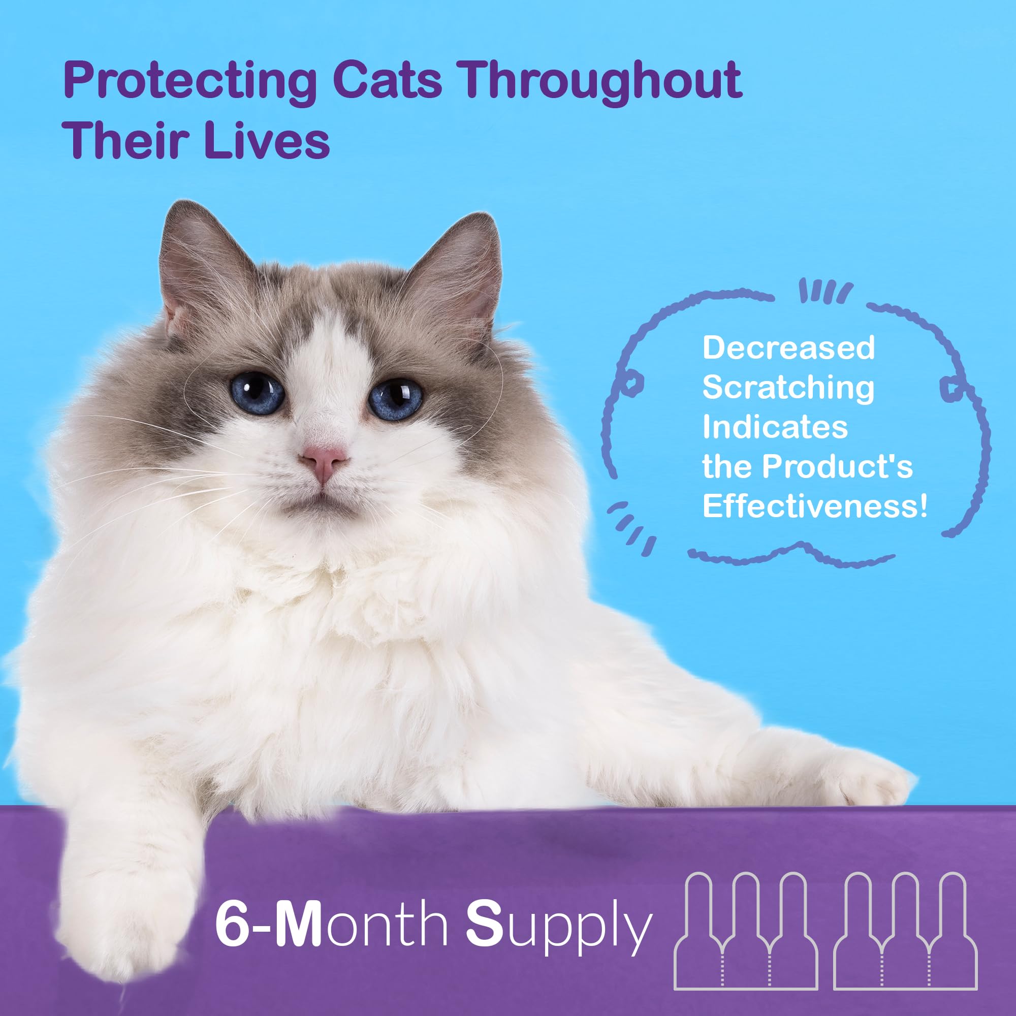 Topical Flea and Tick for Large Cats: Waterproof Topical Cat Flea and Tick – Fast-Acting & Long-Lasting at Home Control for Cats Over 9 lbs and 8 Weeks or Older – 6-Dose Supply — view 5