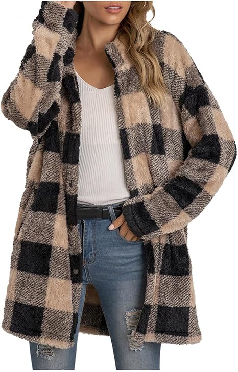 SHITOUJI Women Fleece Cardigans Coat 