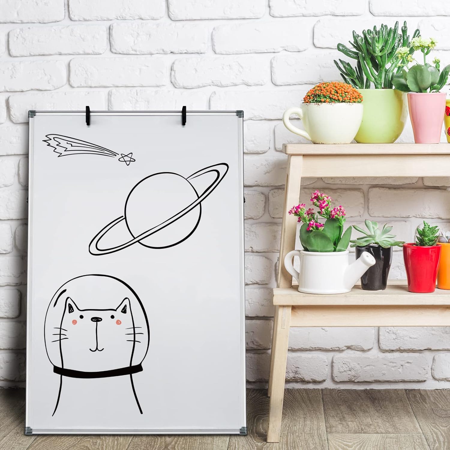 jiloffice dry erase board, magnetic white board 36 x 24 inch, double sided whiteboard easel, silver aluminum frame with two flipchart hooks for office home and school