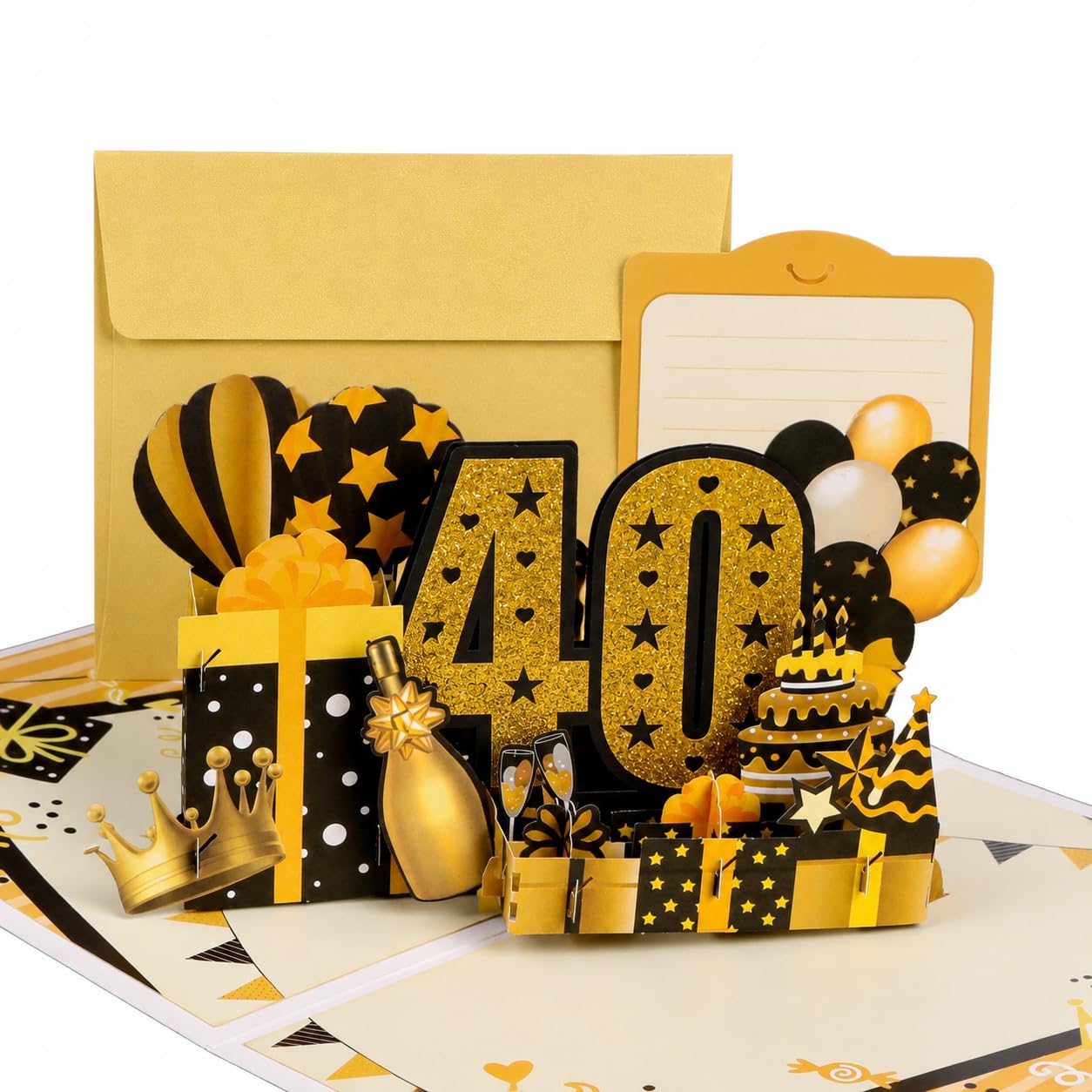 40th Birthday Cards for Women Men, 3D Pop Up 40th Birthday Greeting Card