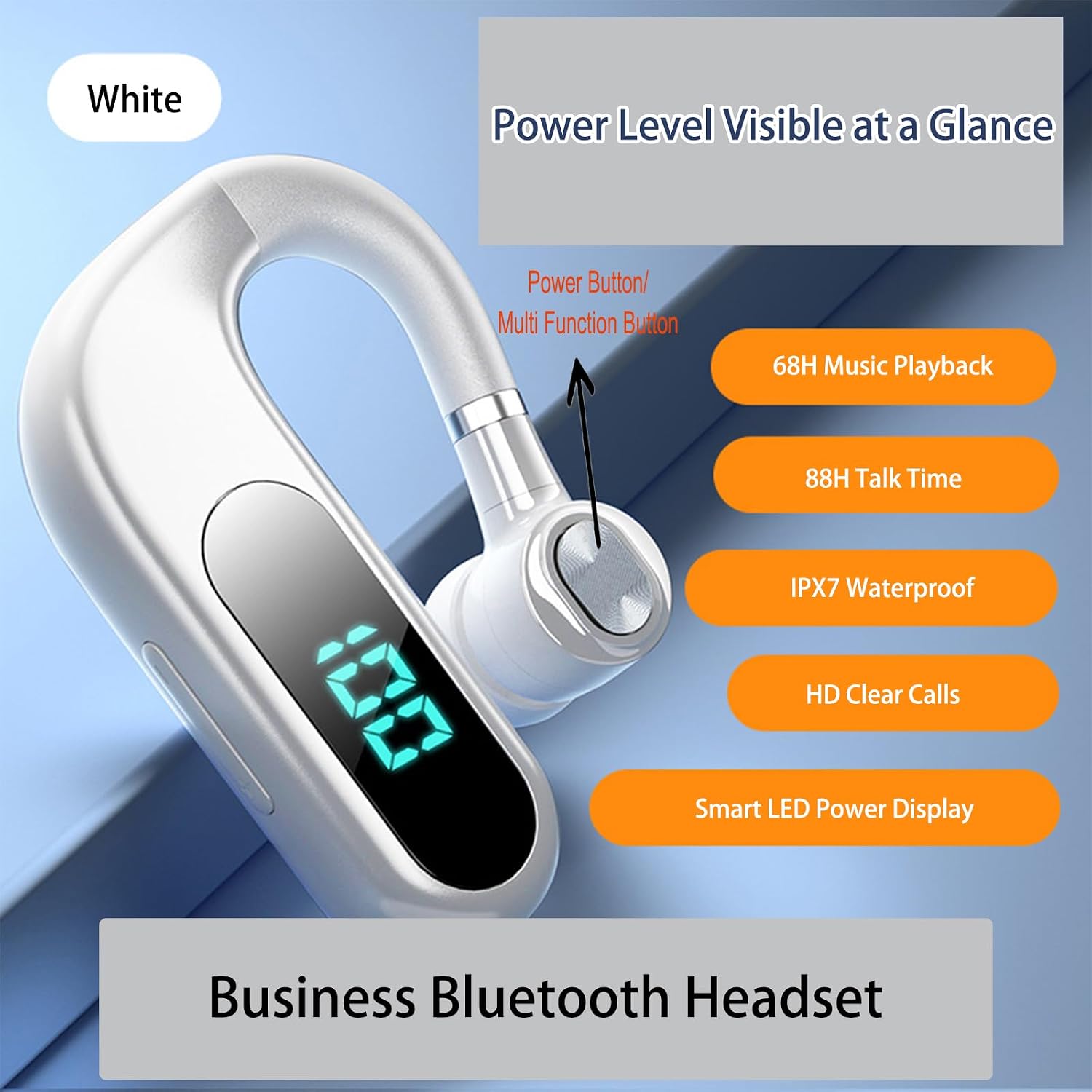 Single Ear Bluetooth Headphone V5.2 Single Noise Cancelling Wireless Earphones, Hands-Free Headset for Truck Drivers/Home/Office Work Left and Right Ear Compatible Painless Wear-V13(White). 3 717tCFLjPPL. AC SL1500