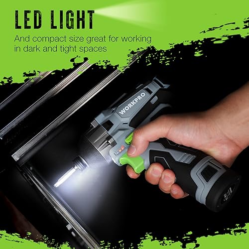 Miniatura 5 de WORKPRO Kit de destornillador de impacto inalámbrico, juego de taladro de impacto eléctrico hexagonal de 14 pulgadas con batería de iones de litio