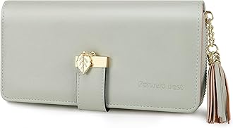 Pomelo BestLadies Multicoloured Striped Wallet, Plain green, M, Classic