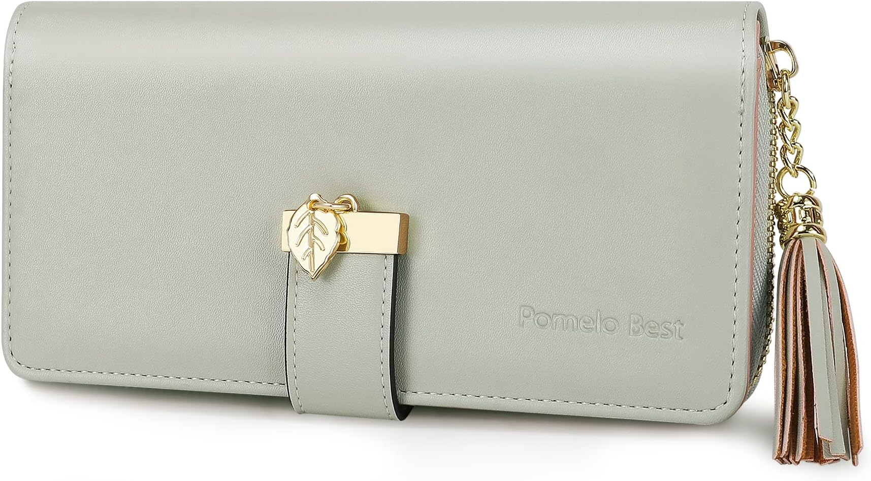 Pomelo BestLadies Multicoloured Striped Wallet, Plain green, M, Classic