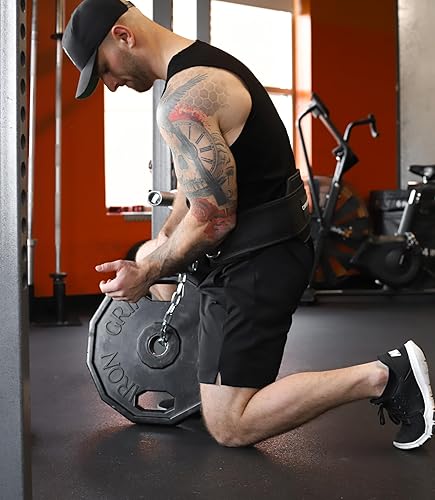 Miniatura 5 de Gymreapers Cinturón de inmersión con cadena para levantamiento de pesas, dominadas, inmersiones, cadena de acero resistente para entrenamiento de