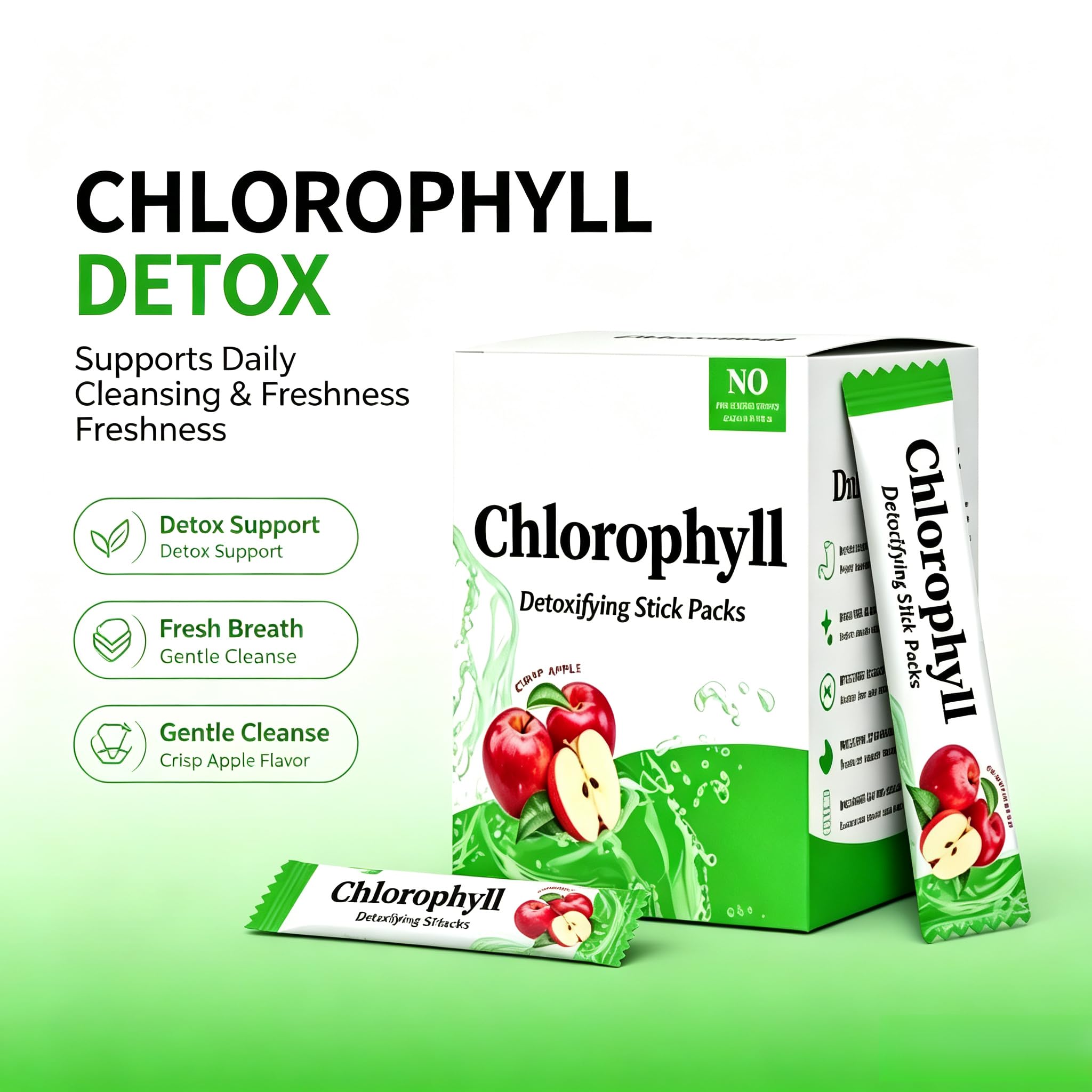Chlorophyll-Stick-Packs, Entgiftung und Stärkung des Darms,2 Stück