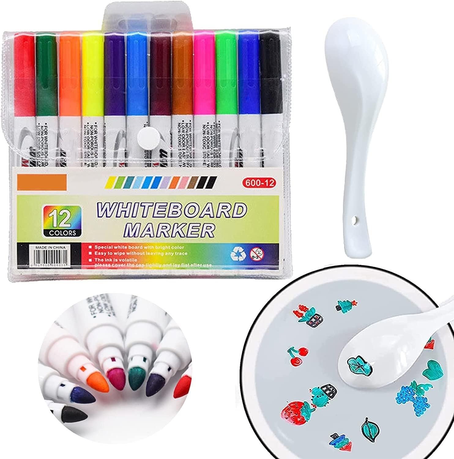 KRYTONE®Set of 12PCS include 11 colors Non Toxic Whiteboard Markers Dry Easy Erase Whiteboard Marker With 1pc Spoon (B0CMH5J6W9) Amazon Price History, Amazon Price Tracker