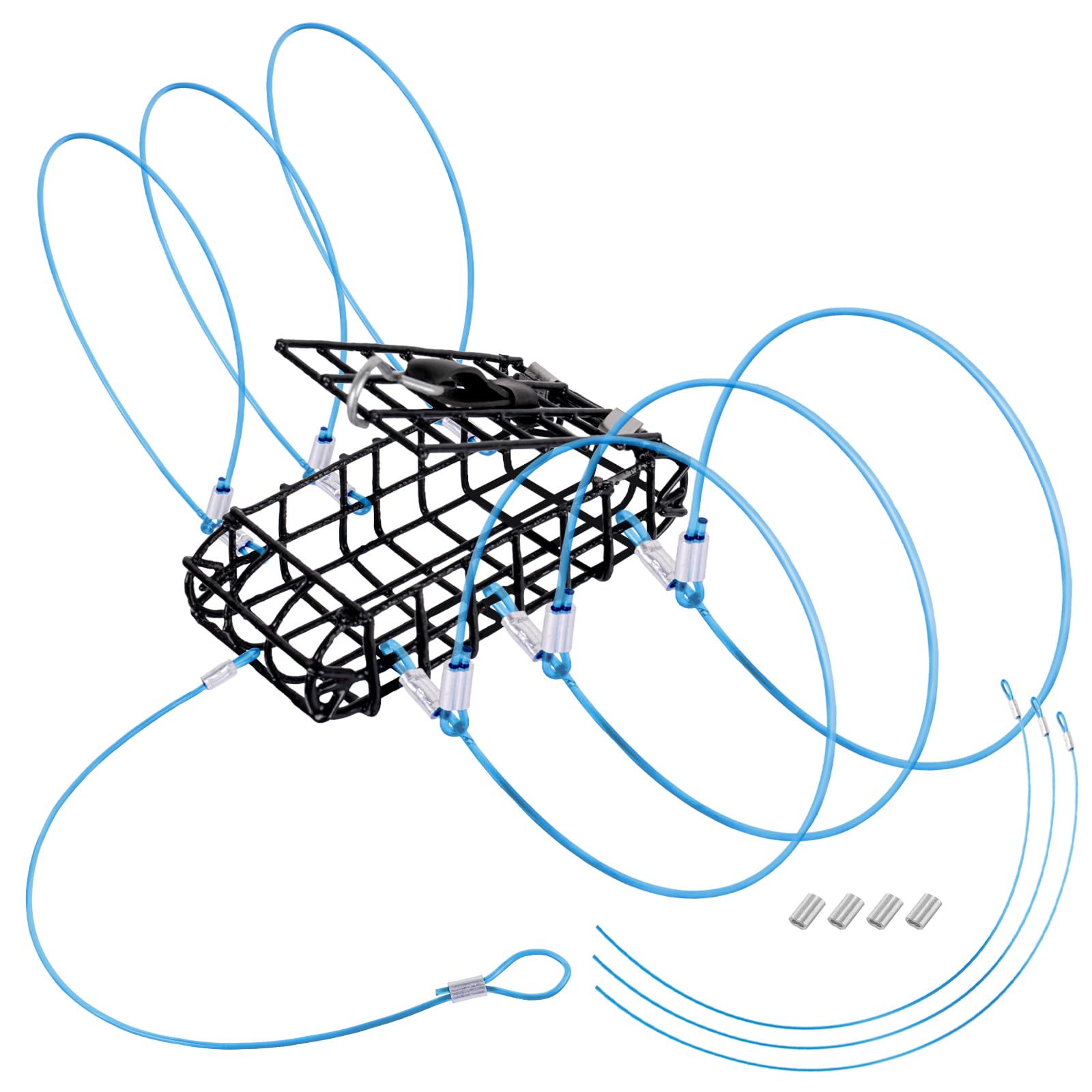Crab Snare Traps with 6 Loops, 1OZ Galvanized Steel Block, Rectangular Crab Snare for Dungeness, Rock, Blue Crab
