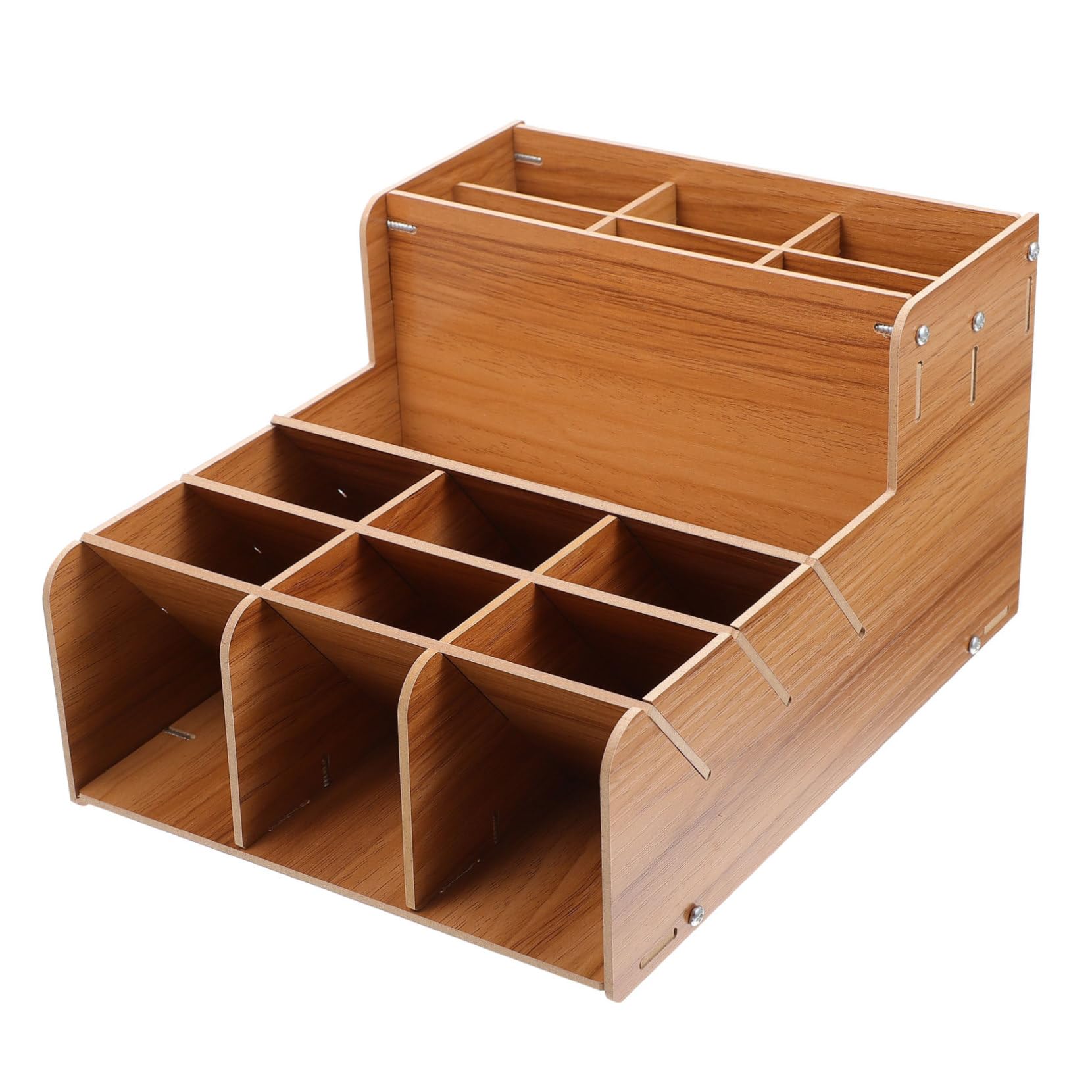 Boîte de rangement en bois pour bureau et organiseur de livres compact multi-grilles