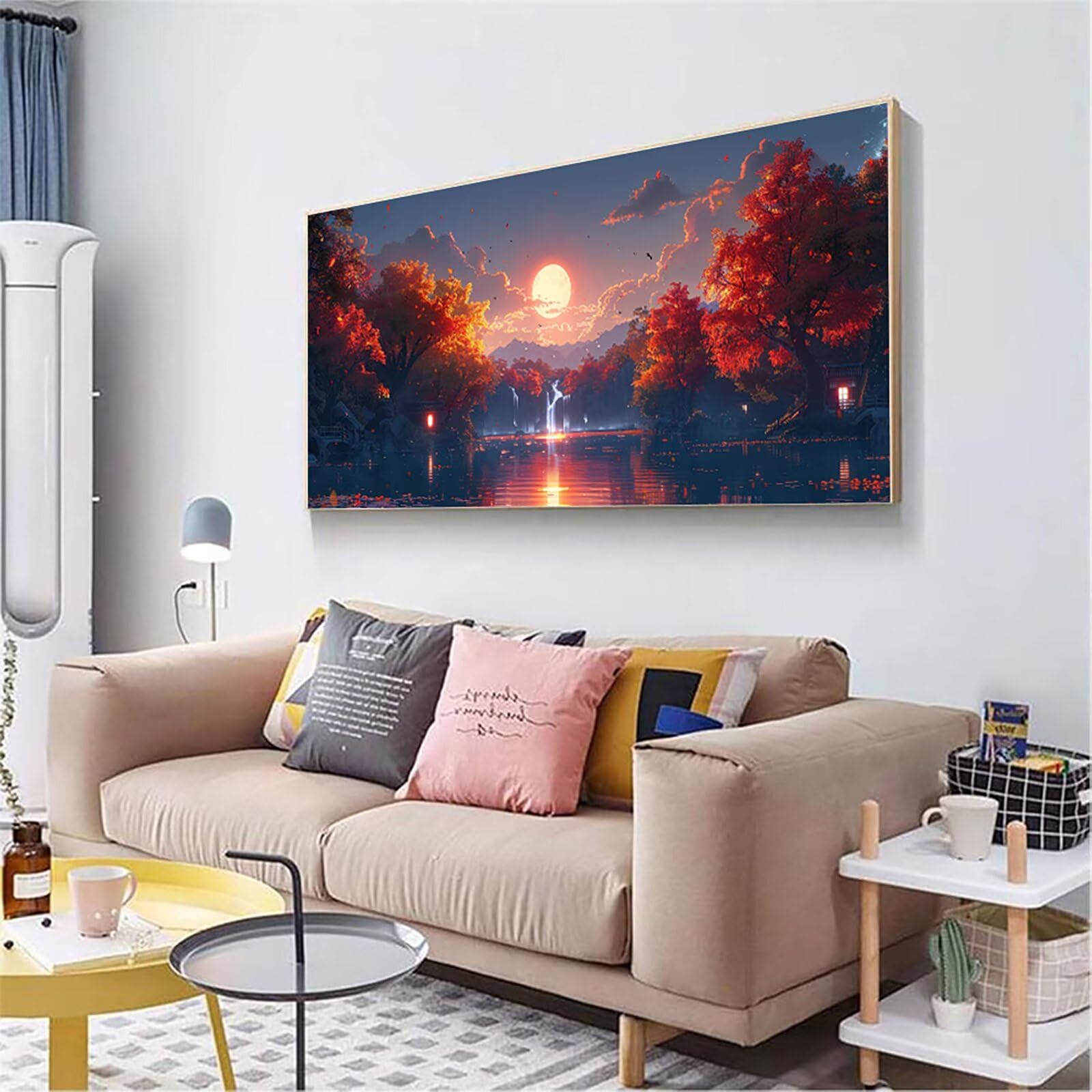 Diamond Painting Duży Zachód Słońca, 5D Diamentowe Malowanie Dorosłych Rzeka, DIY Haft Krzyżowy Haft Kryształowy Zestaw Sztuk, Diamentowe Malowanie Rzemiosła Dla Dorosłych, Dekoracja Domu Prezent