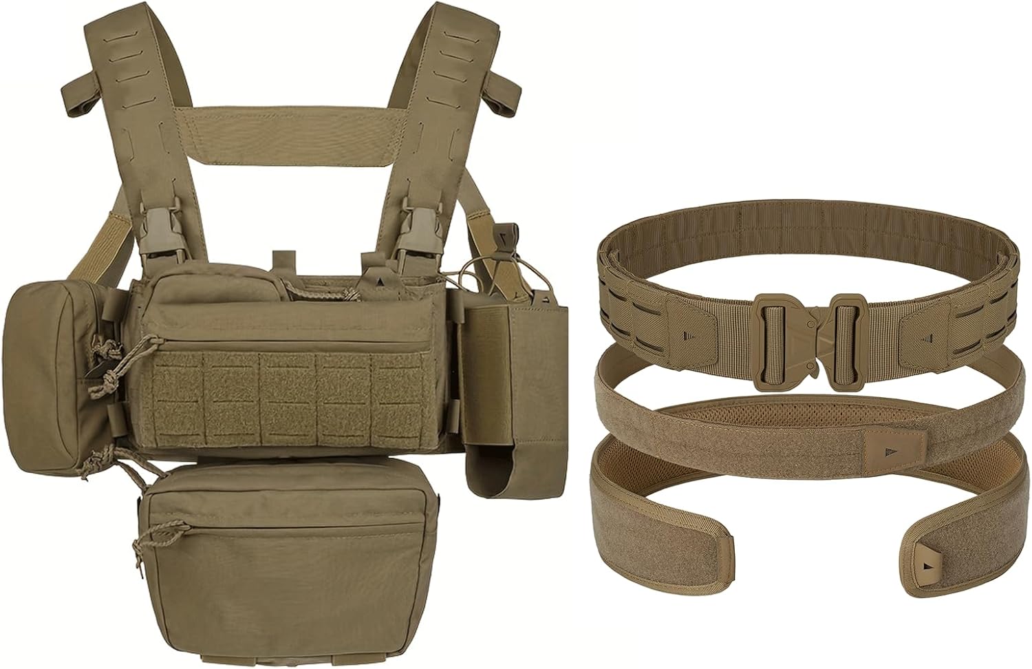 YAKEDA Tactical Quick Release Vest for Training with Tactical Battle Belt