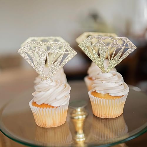 Miniatura 3 de Bridal Shower Decorations, Diamond Cupcake Donut Toppers, Wedding Decorations, Set of 12