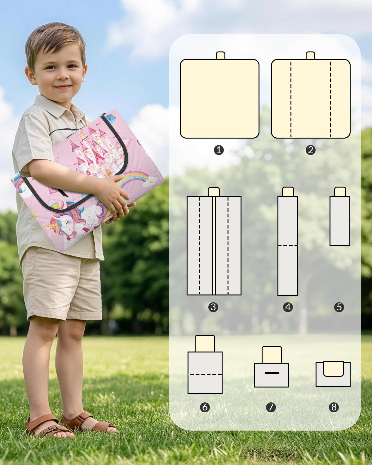 Couverture de pique-nique imperméable - 200 x 200 cm - Lavable en machine - Pour la famille et les enfants - Grand tapis de pique-nique rembourré matelassé - Anti-sable - Pour camping, plage