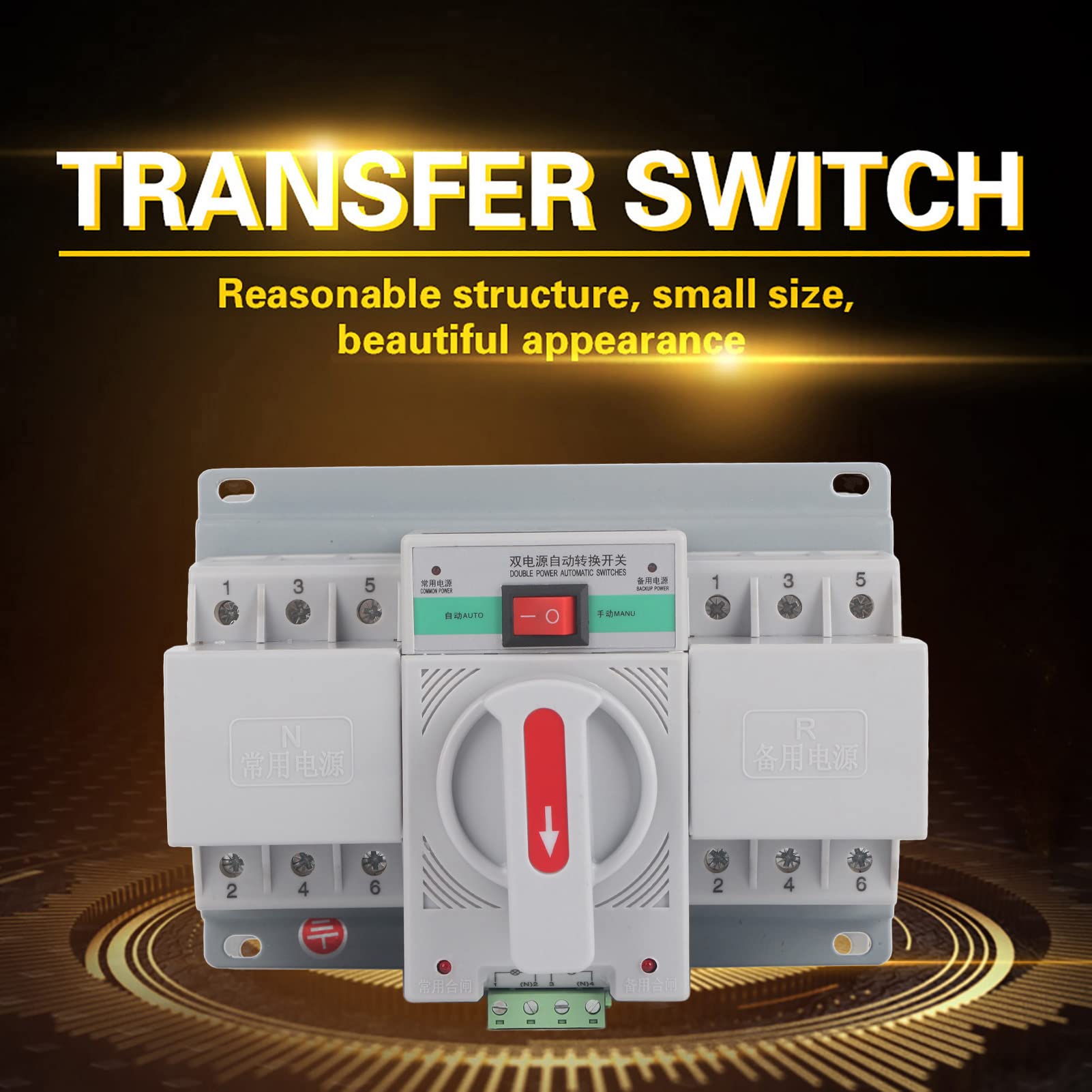 1 szt. 220 V 3 P mini inteligentny automatyczny wyłącznik nadprądowy 63 A podwójny przełącznik zasilania do budynków biurowych