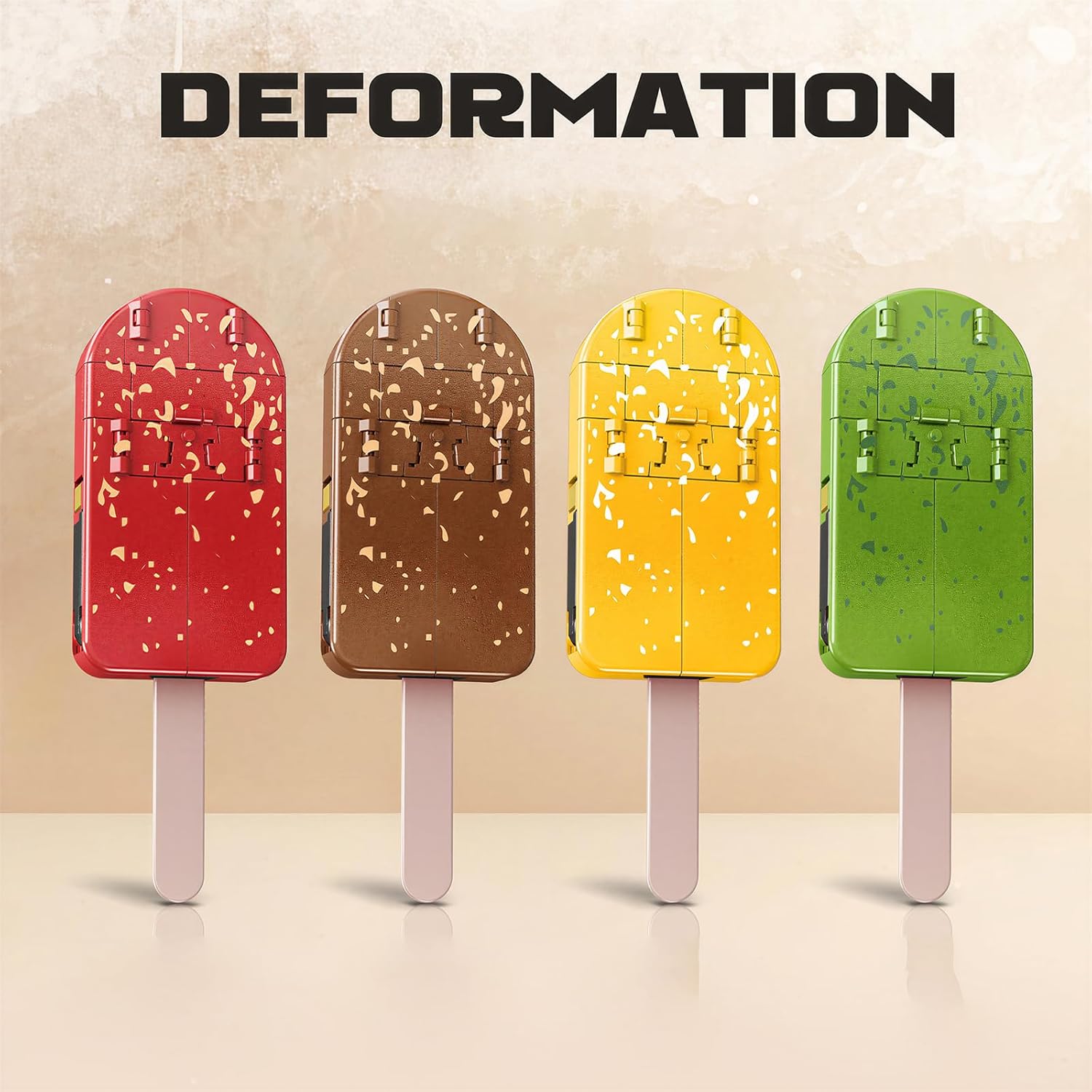 Ice Cream Transforming Toy, 2 in 1 Popsicle Robot Action Figure for Kids & Adults Deformation Toys for Boys Girls Party Favors Gift