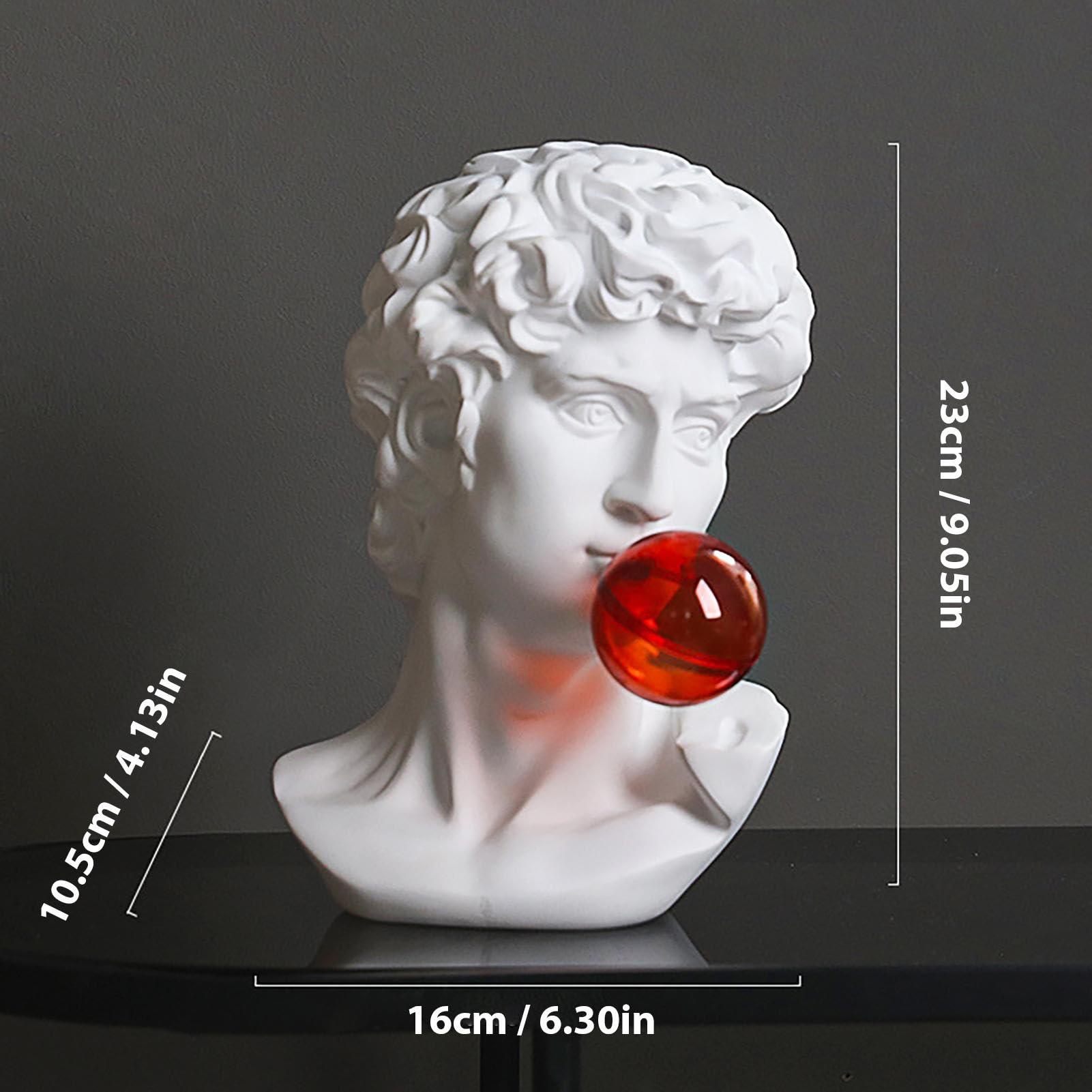 Statua di David, Statua del busto David Blowing Bubbles scultura unica, statua artistica da desktop impermeabile, ornamenti decorativi multifunzionali, decorazione per la casa per tavolo,