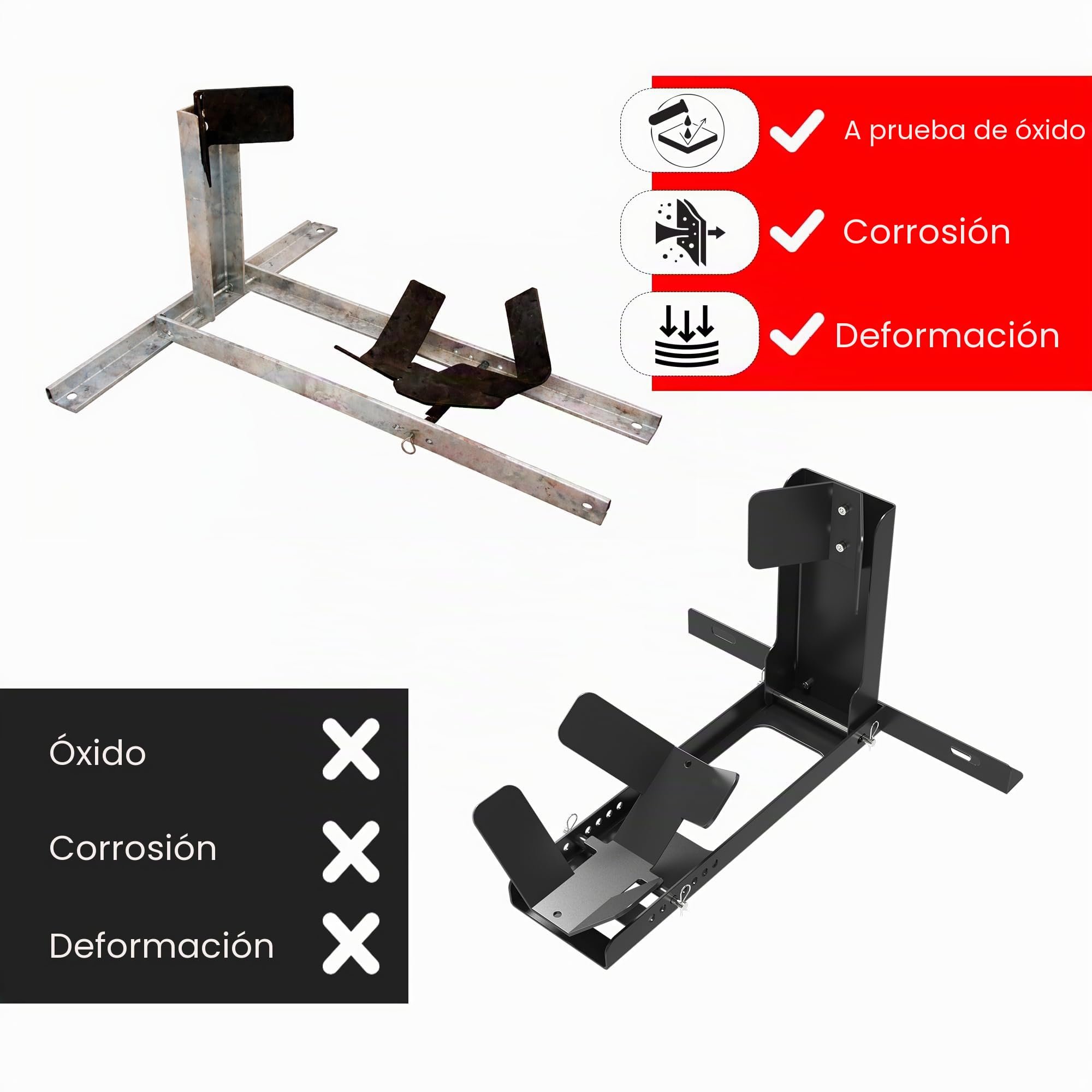 GRAND PITSTOP Calzo de rueda universal para Crusier, deportes y motos de cross, resistente capacidad de carga de 2000 libras, soporte de motocicleta para remolque, completamente ajustable, desmontable