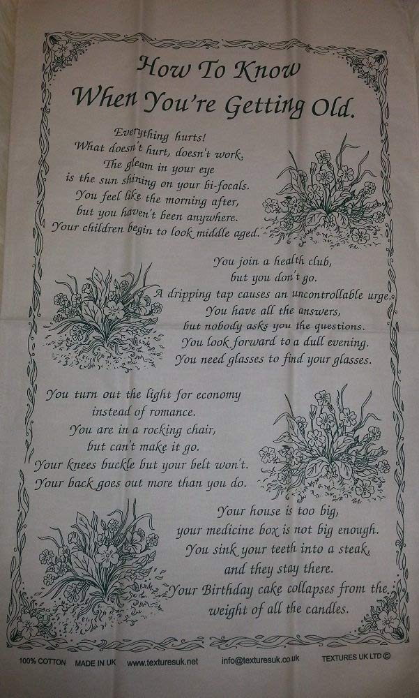 What A Wonderful Word Beige 'How To Know When You're Getting Old' Tea Towel