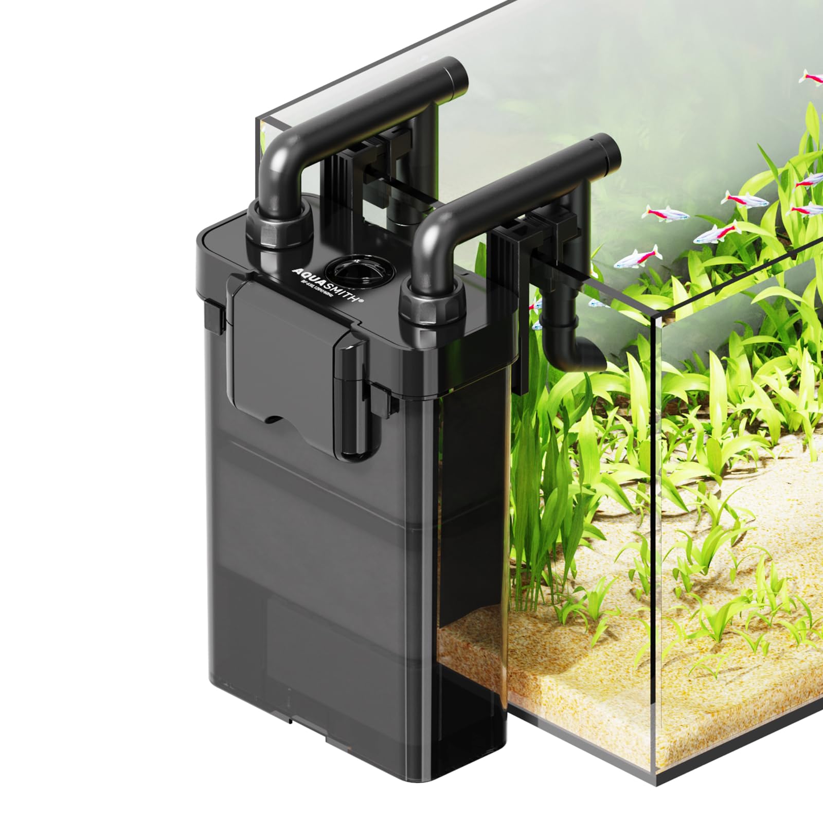 Hang on Back Aquarium Filter,Ultra-Quiet Small Canister Filter,3-Stage Filtration,Bottom Anti-Dry Burn Motor,Extra-Large Filter Media Basket Suitable