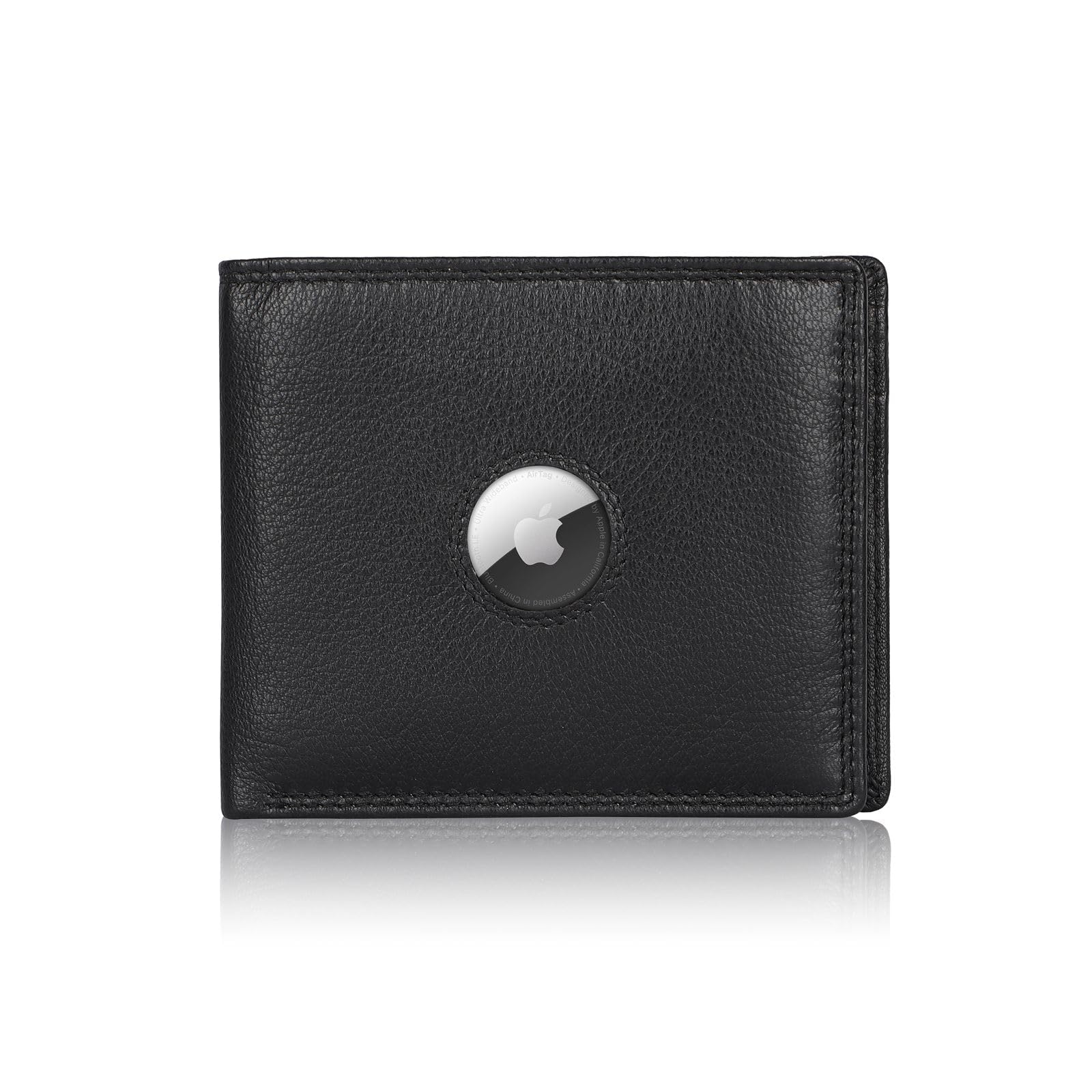 tdg Top Grain Leather Bifold Smart Wallet for Men with AirTag Holder | RFID Blocking | 12+ Cards | ID Window | Gift for Men | Handmade in India (Black Bifold)-picture-19