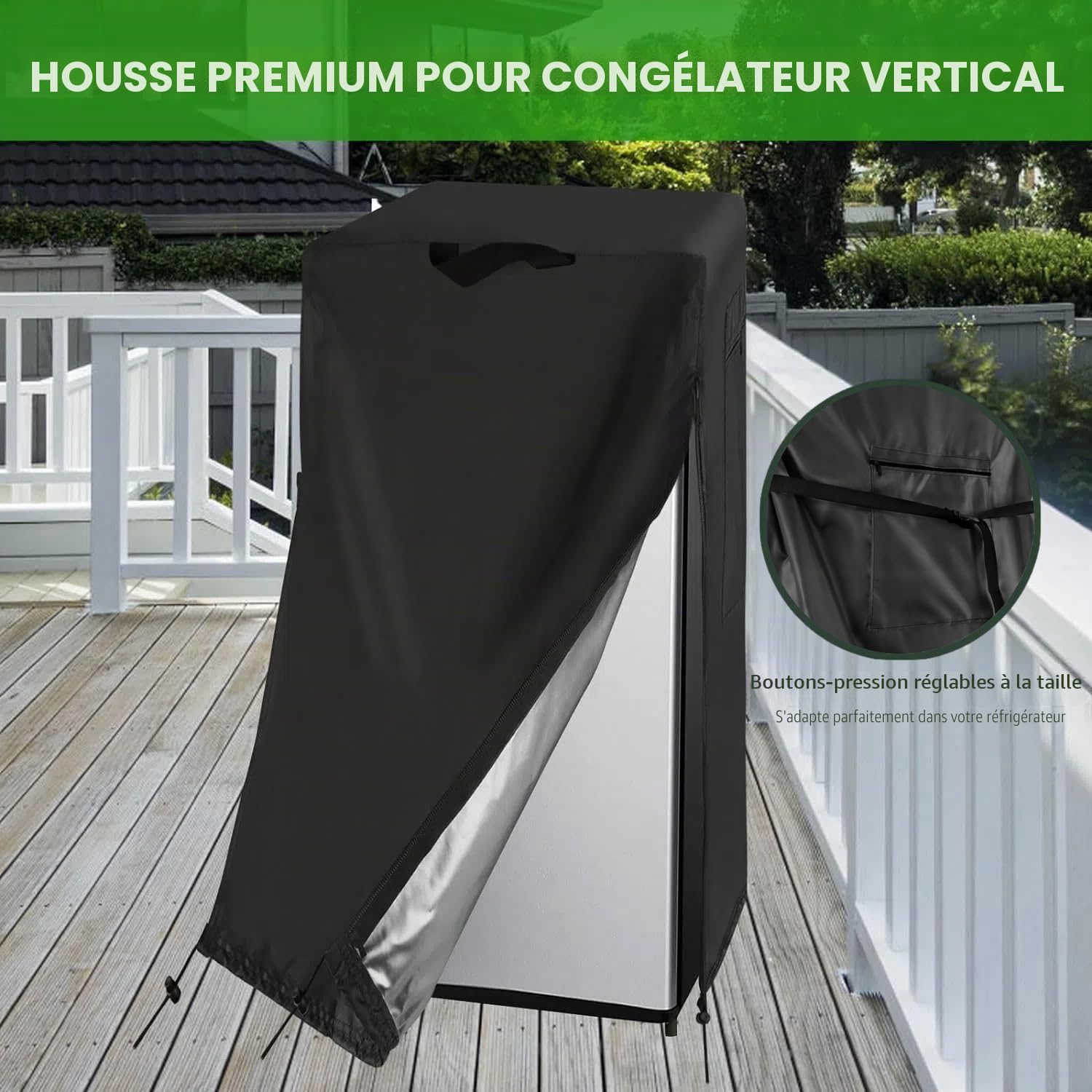 Housse imperméable et anti-poussière pour protéger les congélateurs verticaux/réfrigérateurs à boissons - Convient à la plupart des congélateurs de 8 à 12 cubes (61 x 76 x 170 cm (l x P x H)