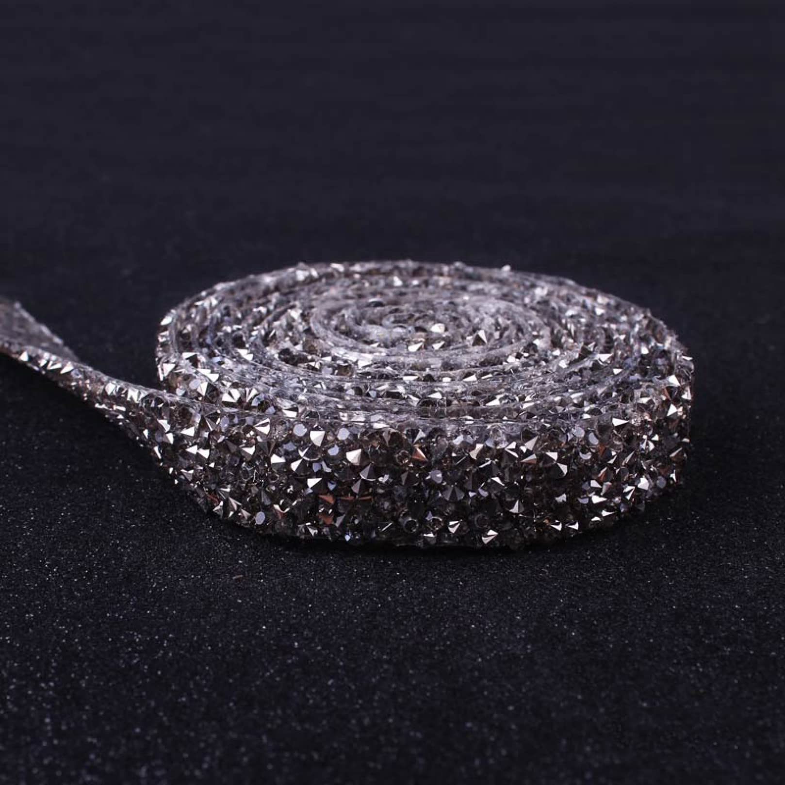 ACiyD 1 Yard Strasskette Glaskristall Glitzerkleid Strassband Kristalle Trim Handwerk Dekoration Band Hochzeit (Color : Black-ZD0014, Size : 1.5 cm Wide) (Gray zd0013)
