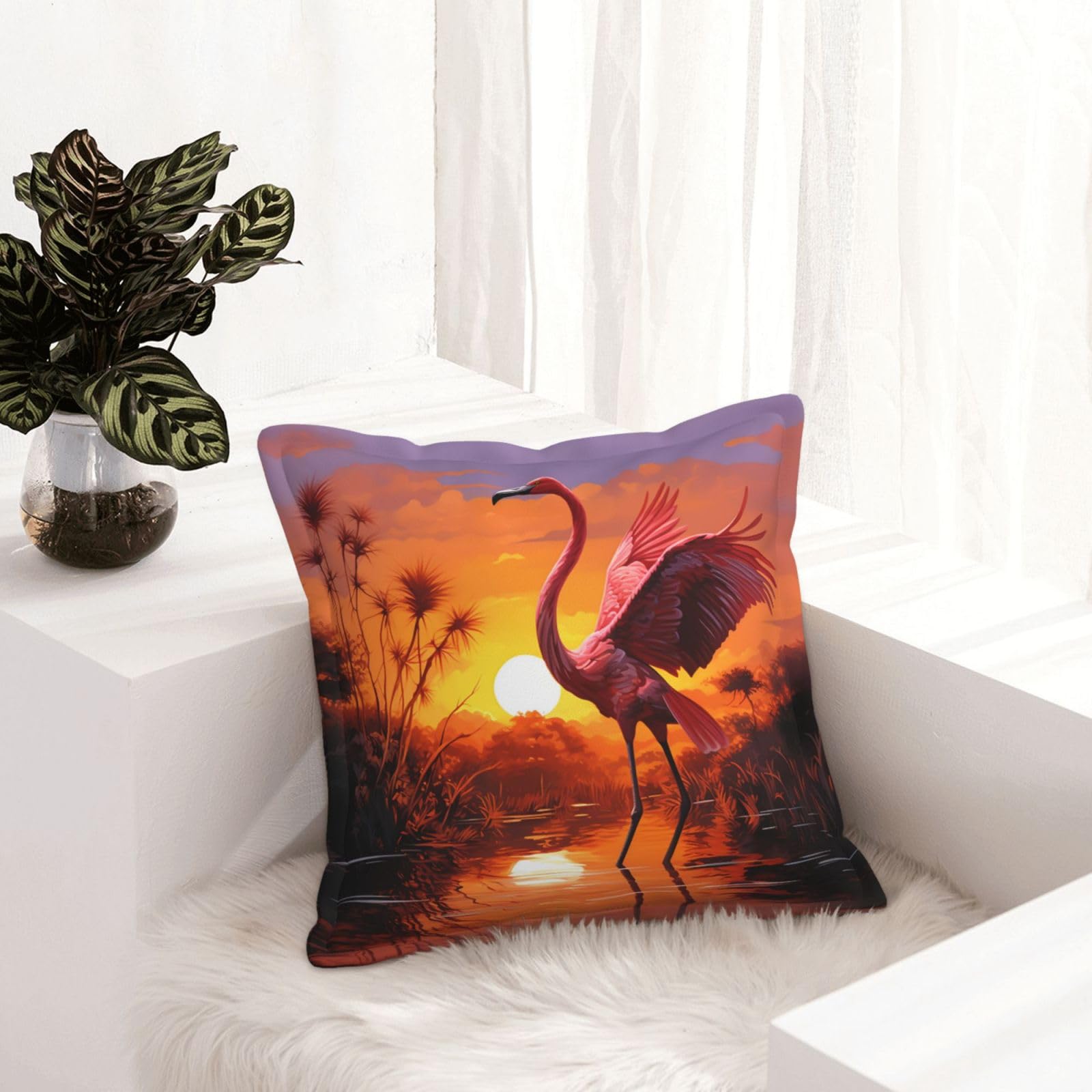 Housses de coussin flamant rose similicuir pour canapé et salon moderne