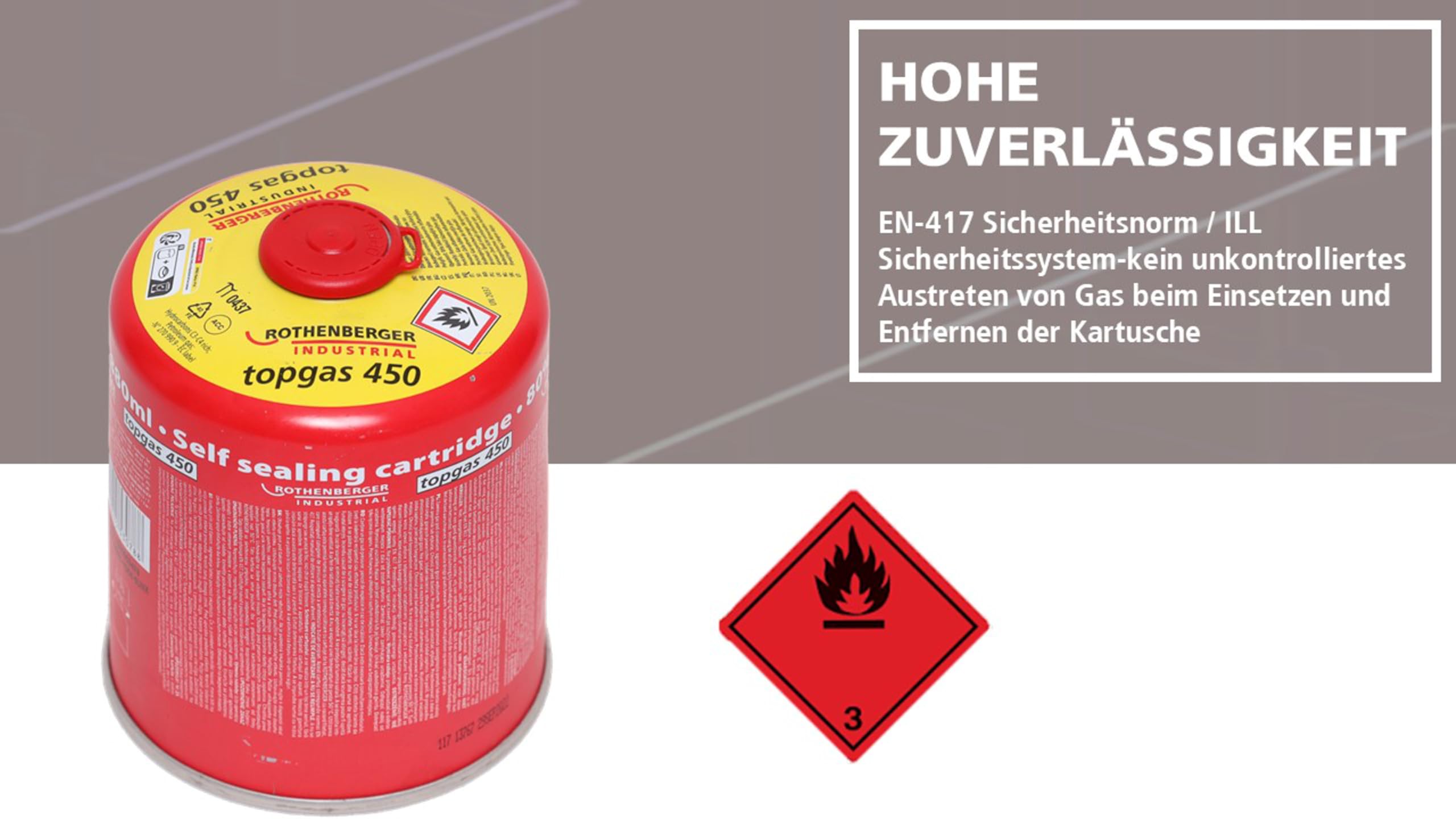 ROTHENBERGER Industrial Top Gas Schraub - Gaskartusche 450g - 740 ml - Vorteilsdose für lange Einsatzdauer ; 7/16" EU, 12 Stück, 1500003478-12