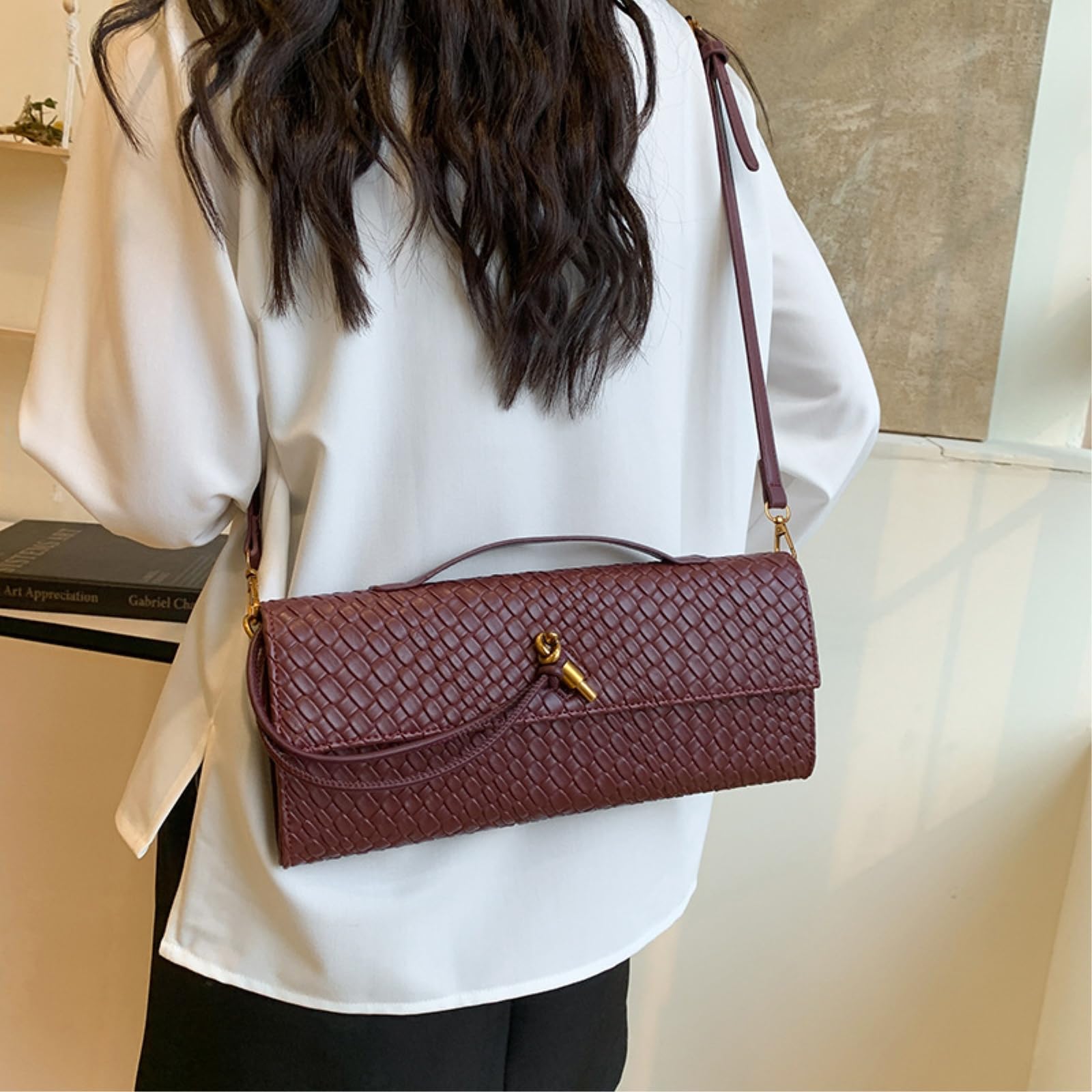 Torba crossbody, dzianinowa torba wieczorowa, francuskie dudy pozioma torebka, pojedyncze ramię