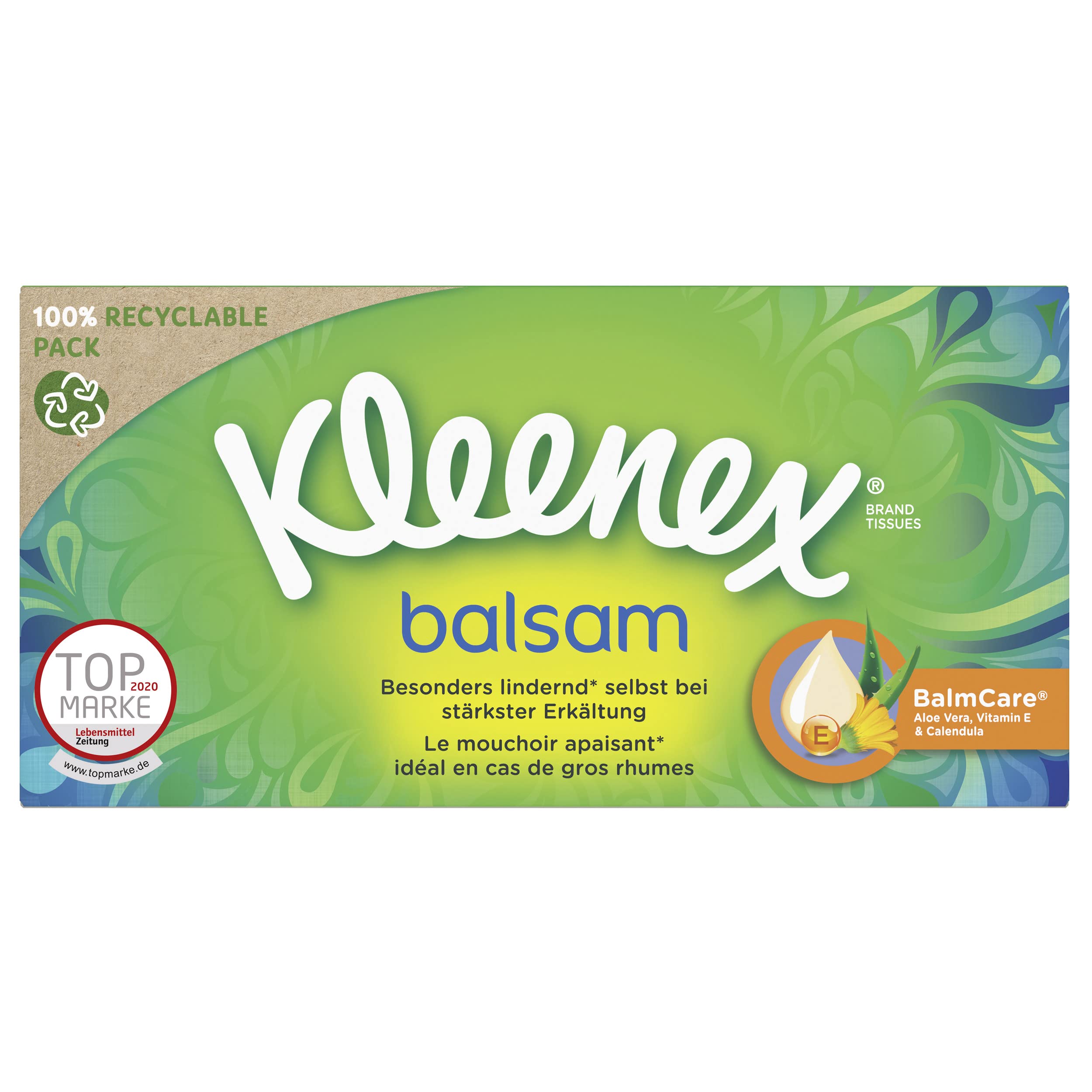 Kleenex Balsam Taschentücher Trio-Box, 4-lagig, 8 x (3 x 56 Tücher)