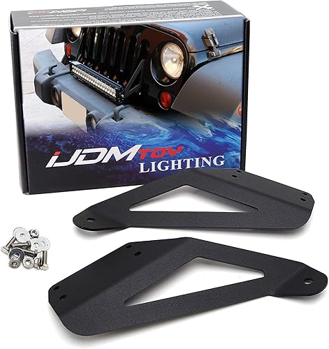 iJDMTOY soportes de montaje para parrilla frontal para 2007-2017 Jeep Wrangler JK para barra de luz LED de fila simple o doble de 20" 21" 22"