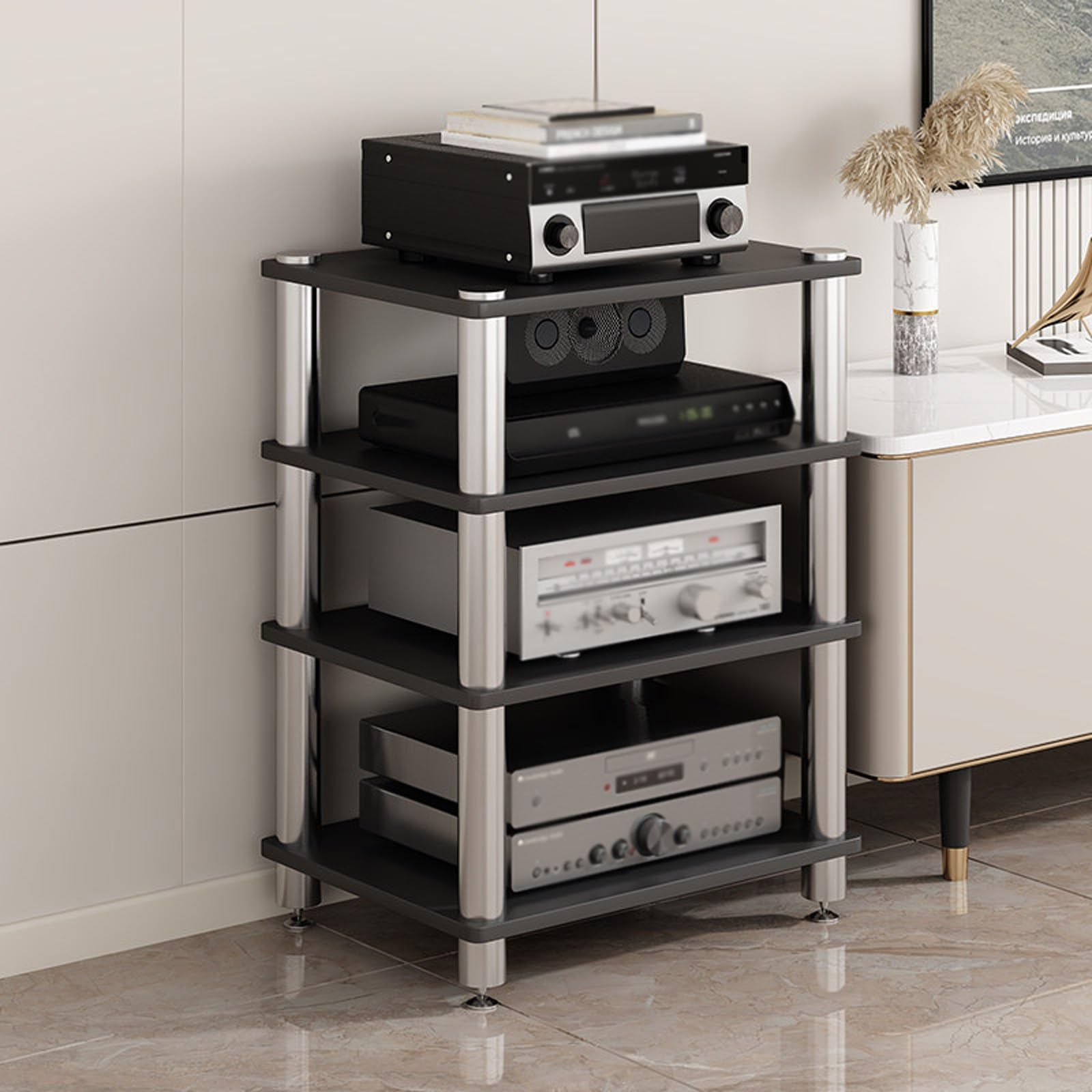 Meuble de rangement audio-vidéo robuste et stable pour salon moderne