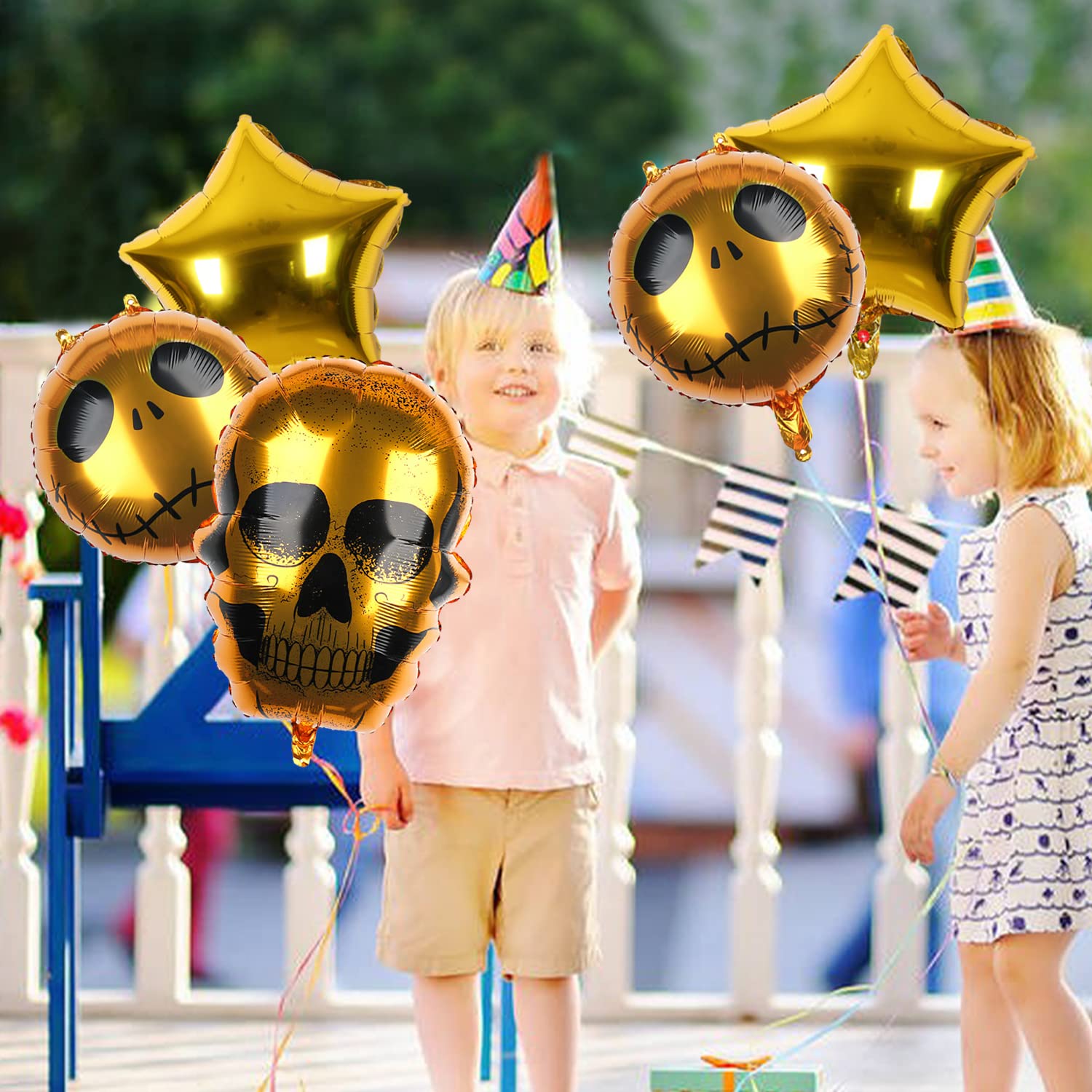 Mavouri XXL Halloween Skelett Luftballons - 158x85cm Folienballons Für Grusel-Deko (2 Stück)