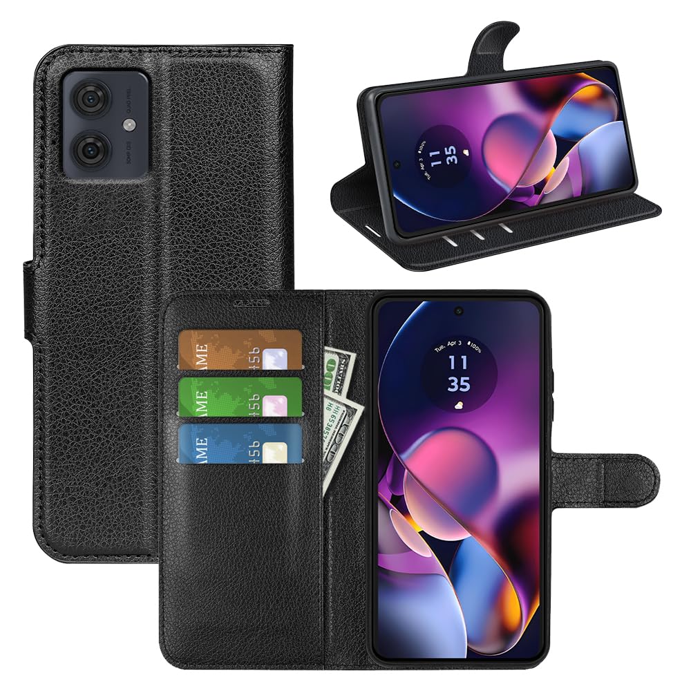 Cover Portafoglio Per Motorola Moto E22 – Custodia In Pelle Con Fessure Carte E Supporto, Silicone TPU, Motivo Rosa - 2