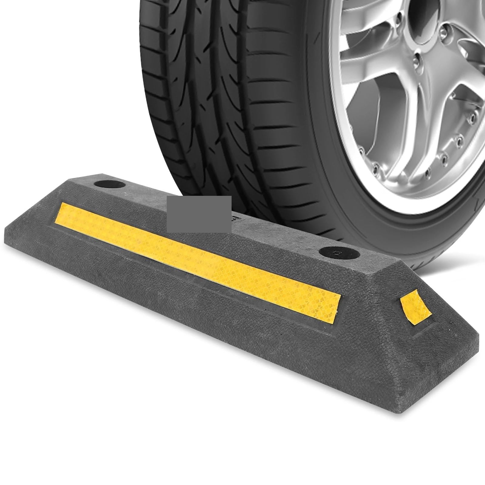Robuster Gummi-Parkblock, Garagenzubehör, Radstopper, Reflektierendes Klebeband, Bordsteinstopper for Autos, Auffahrt, LKW, Garage, Parken Für PKW