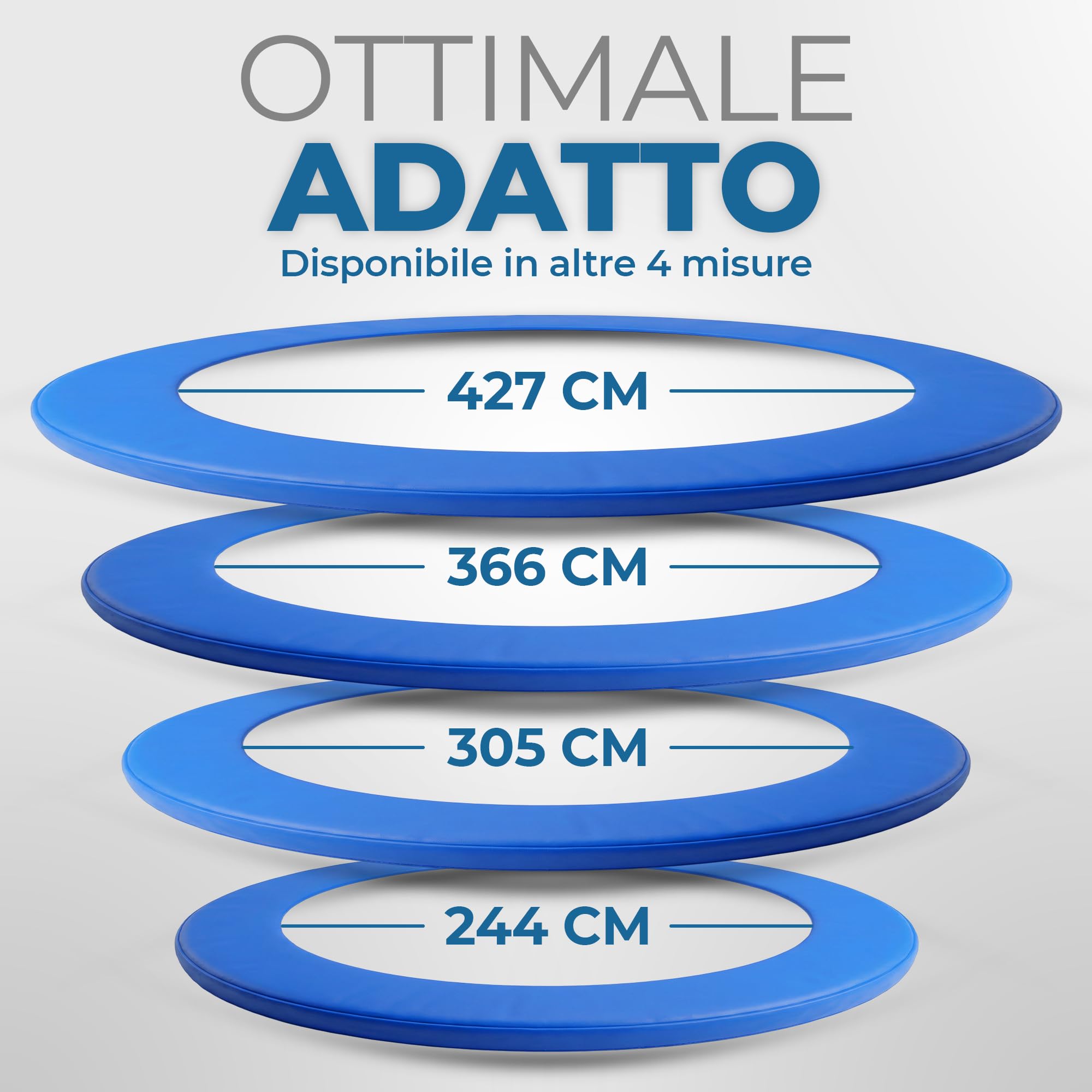 Copertura per bordo del tappeto elastico, di alta qualità, imbottitura extra spessa, resistente ai raggi UV, accessorio per trampolino, diametro 244, 305, 366, 396, 427 cm