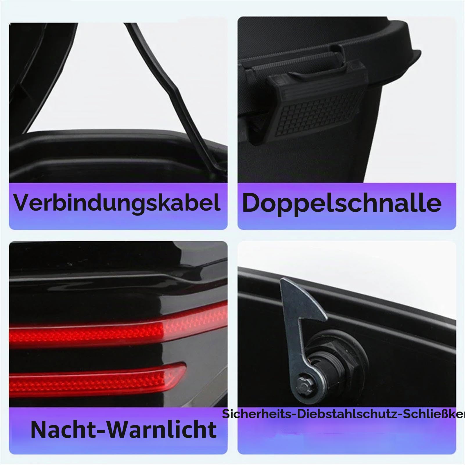 35L Motorrad-Topcase, Wasserdichter, Staubdichter ABS-Aufbewahrungskoffer mit Integrierter Rückenlehne und Reflektierenden Streifen, Universell für Motorräder, Motorroller