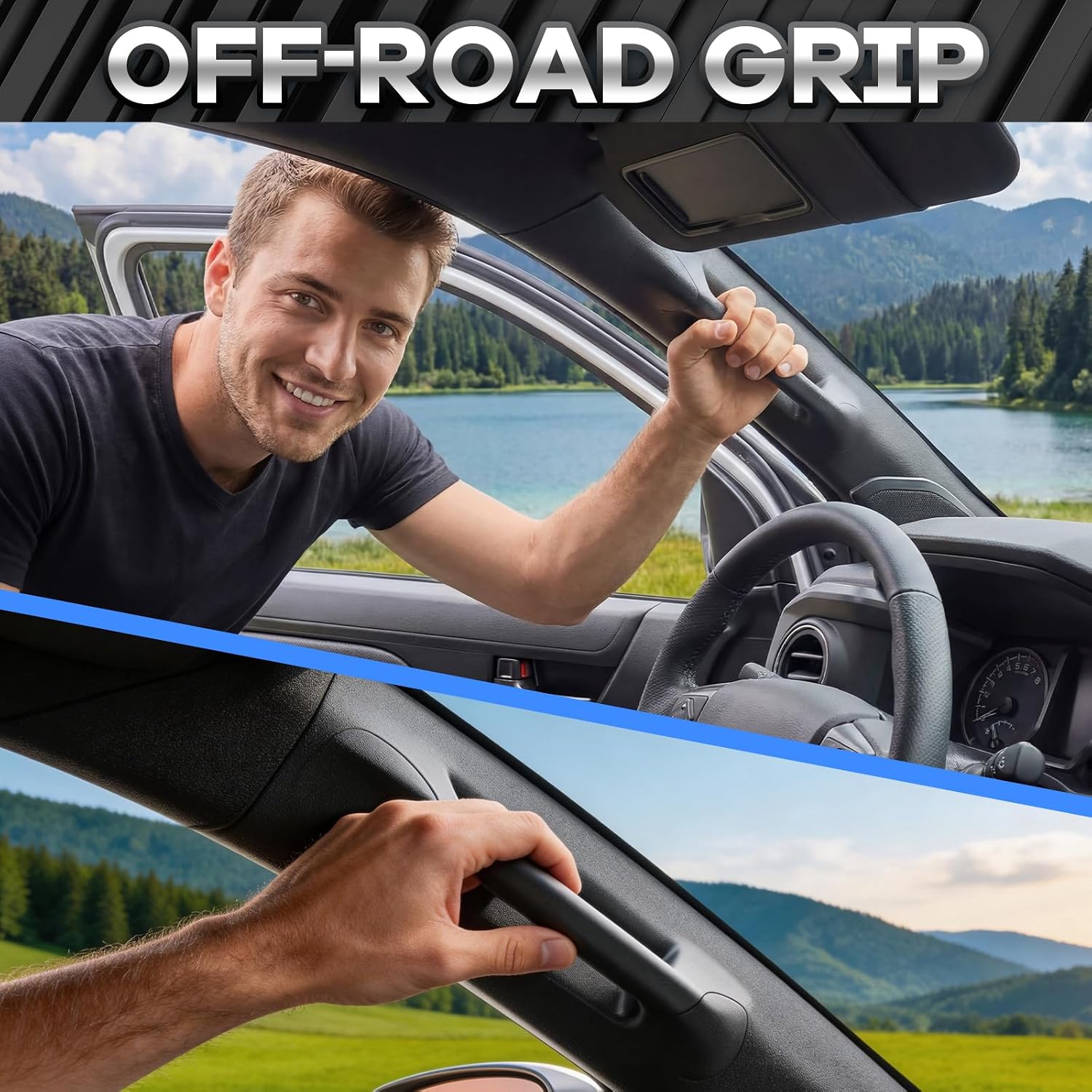 Driver Side A-Pillar Grab Handle Kit Compatible with Toyota Tacoma Gen 4Th 2024-2026, OEM-Style Texture Driver Side A-Pillar Grab Handle, Sturdy & No Creaking Noise, Easy Installation