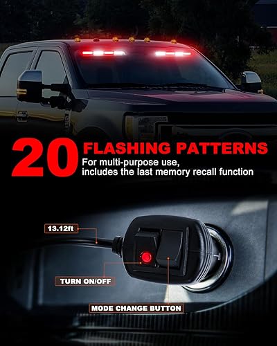 Miniatura 4 de Luces estroboscópicas de emergencia 6Z4J luces de seguridad blancas rojas de 2 x 16.8 pulgadas, 48 luces LED intermitentes de advertencia de peligro