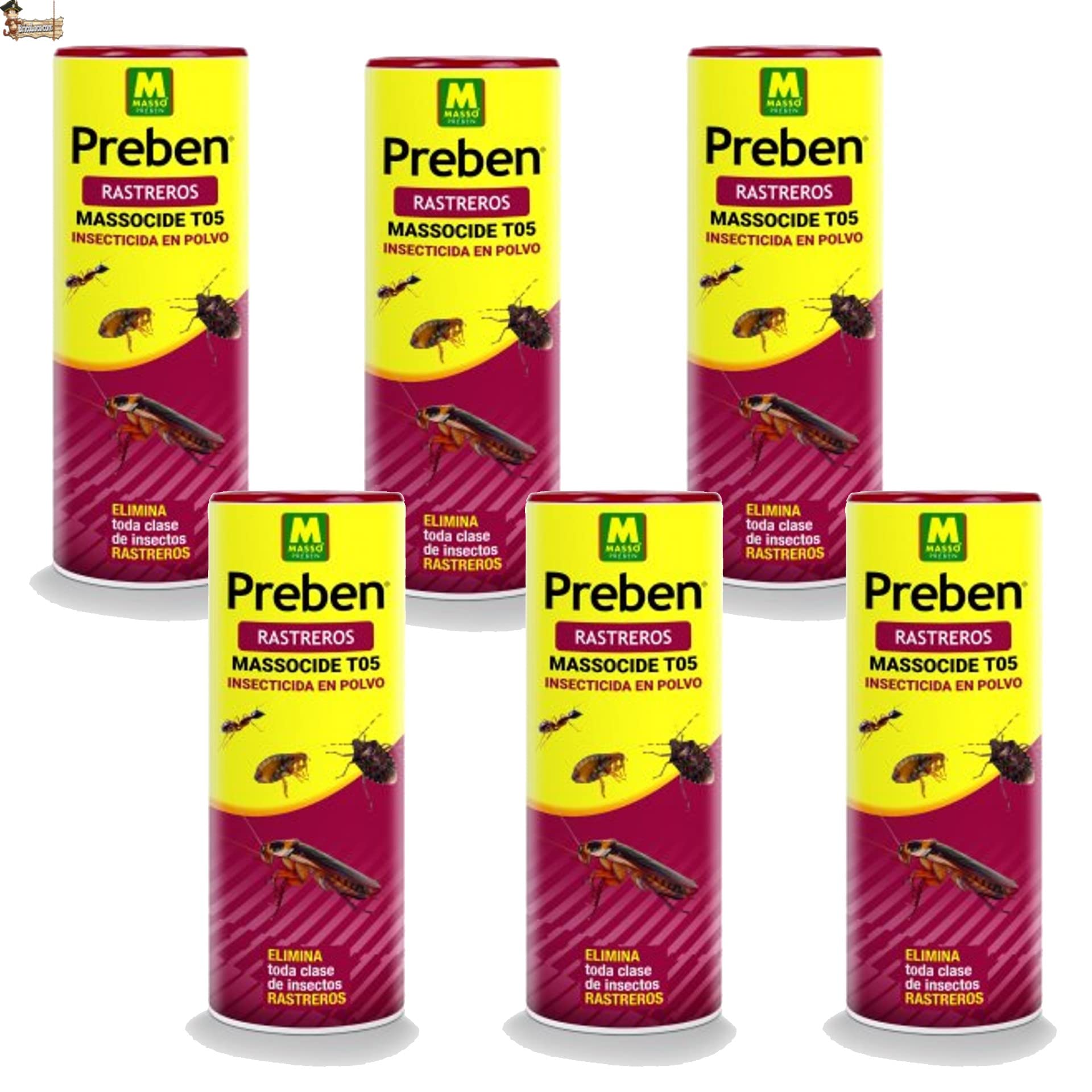BricoLoco.com Insecticida granulado en Polvo Insectos Rastreros. ¡¡¡ 1.500 Gramos !!! (6X250 grs.). Suelo Exterior e Interior. Hormigas, cucarachas, pulgas, chinches, garrapatas, piojos. (1.5)