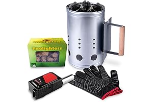 HomeNote Rapid Charcoal Chimney Starter Kit With Gloves