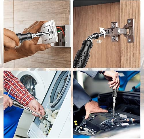Miniatura 3 de ANBEISTEE Destornillador 13 en 1, juego de destornilladores de trinquete multiusos portátil, con cabezal de lote giratorio de 180 y extensiones,