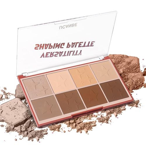 UCANBE Paleta de maquillaje en polvo con resaltador de contorno, 8 colores que iluminan y esculpen tu cara en V, juego de sombreado facial versátil