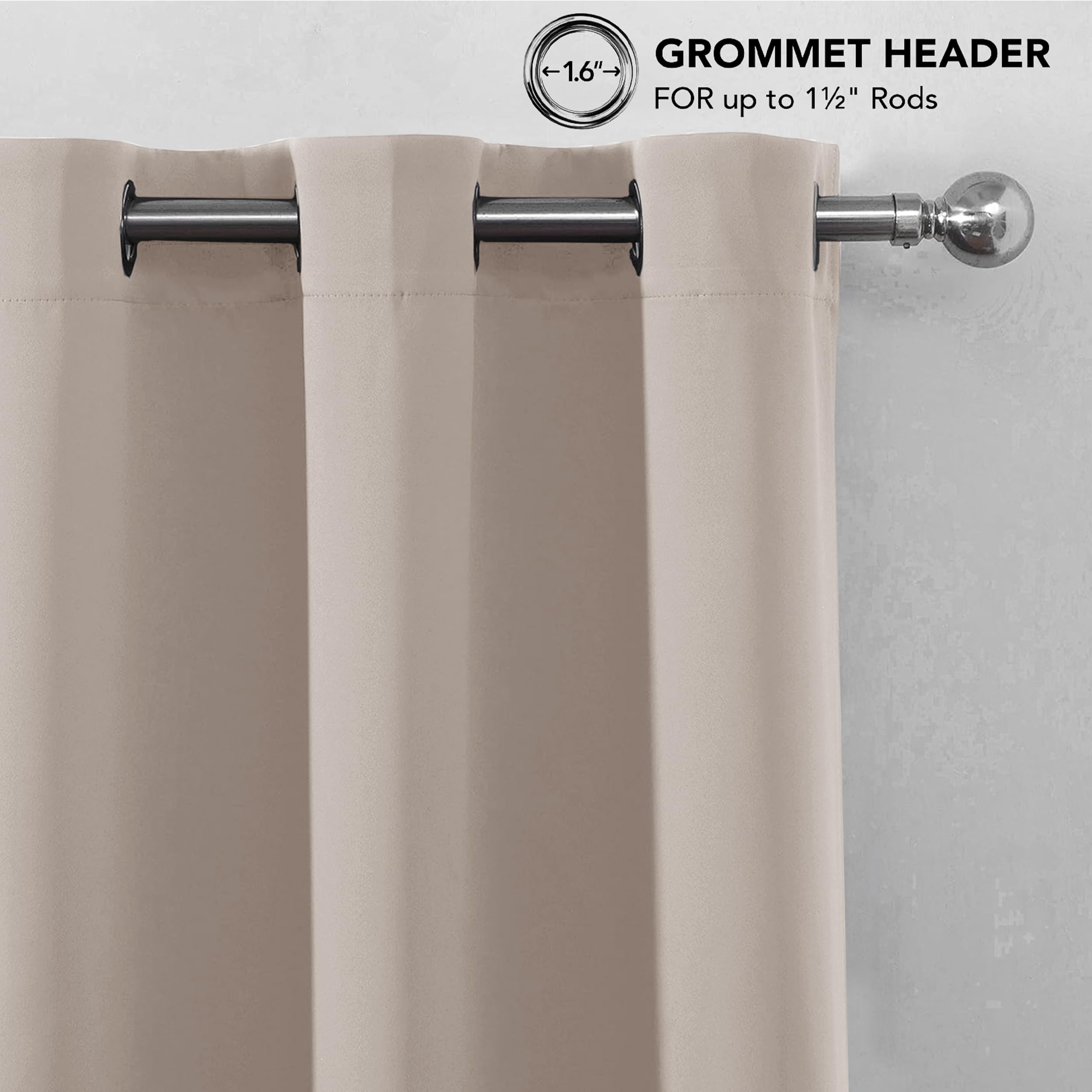 My home store Beige Blackout Curtains for Bedroom Super Soft Solid Thermal Insulated Eyelet Blackout Curtains for Living Room W 66" x L 54" (2 Panels) - Image 3