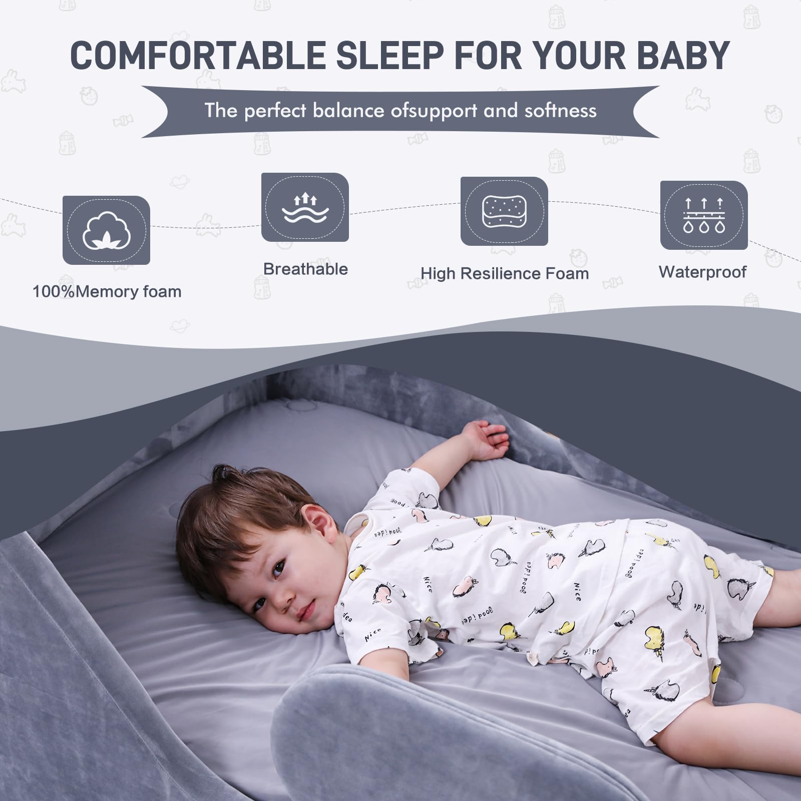 weeonekids 5 inch 100% Memory Foam Crib and Toddler Mattress, Waterproof Cover,Fits All Standard Crib & Toddler Beds (Mattress)