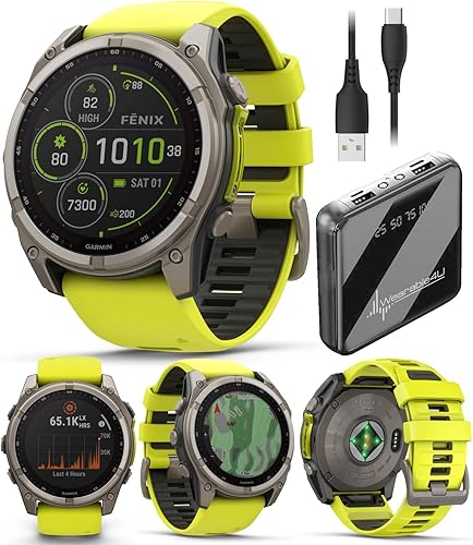 Miniatura 42 de Wearable4U Garmin Fenix 8 – 2 pulgadas, reloj inteligente multideporte GPS AMOLED, zafiro, titanio con banda de silicona naranja brillante/grafito,