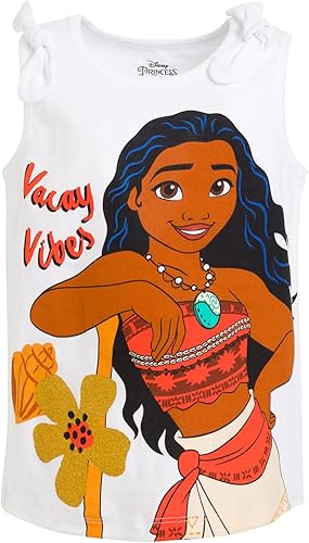 Miniatura 5 de Disney Princess Cenicienta Belle Moana Ariel Rapunzel Jasmine - Camiseta sin mangas para niñas pequeñas, paquete de 3 unidades
