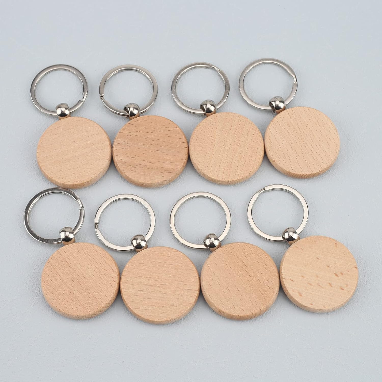 Pack of 20 Round Wood Blanks Keychain Unfinished Wooden Blank Key Chain Chains for Engraving Crafts Ornament - Image 5